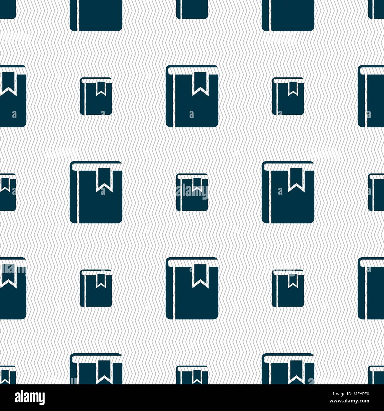 Book bookmark icon sign. Seamless pattern with geometric texture. Vector illustration Stock Vector
