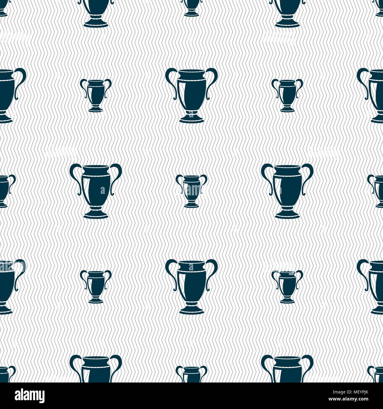Trophy icon sign. Seamless pattern with geometric texture. Vector illustration Stock Vector