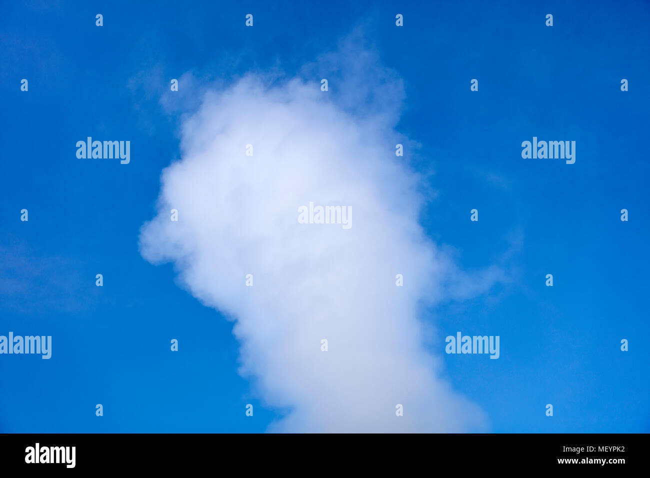 View at geyser steam eruption under the blue sky Stock Photo - Alamy