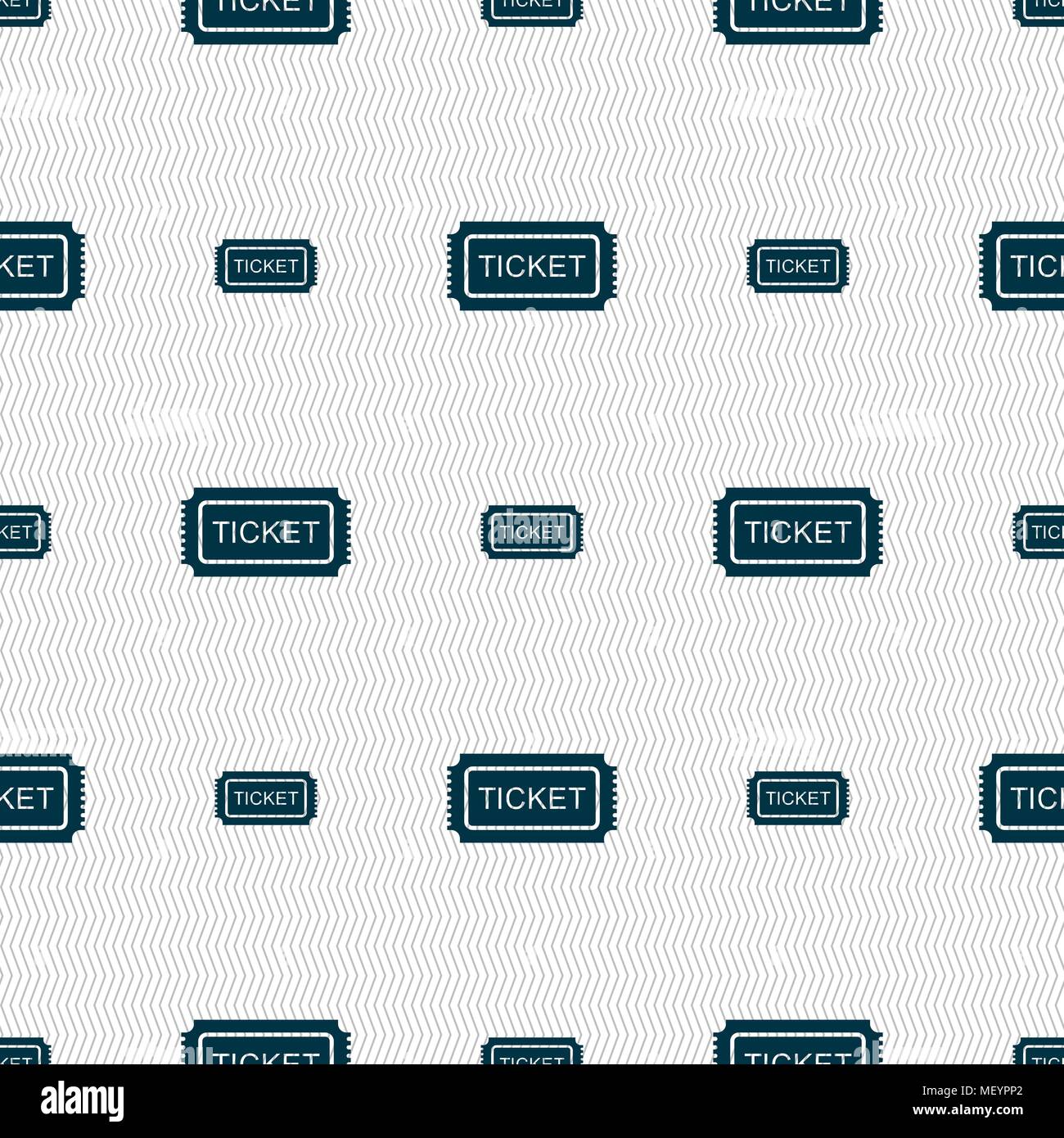 Ticket icon sign. Seamless pattern with geometric texture. Vector illustration Stock Vector