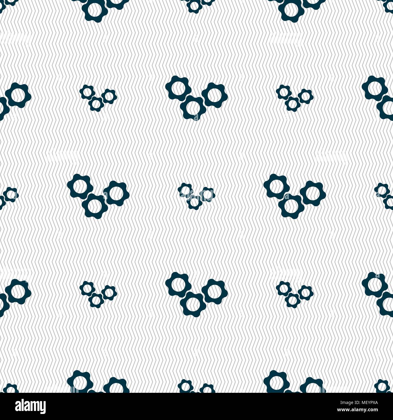 gears icon sign. Seamless pattern with geometric texture. Vector illustration Stock Vector