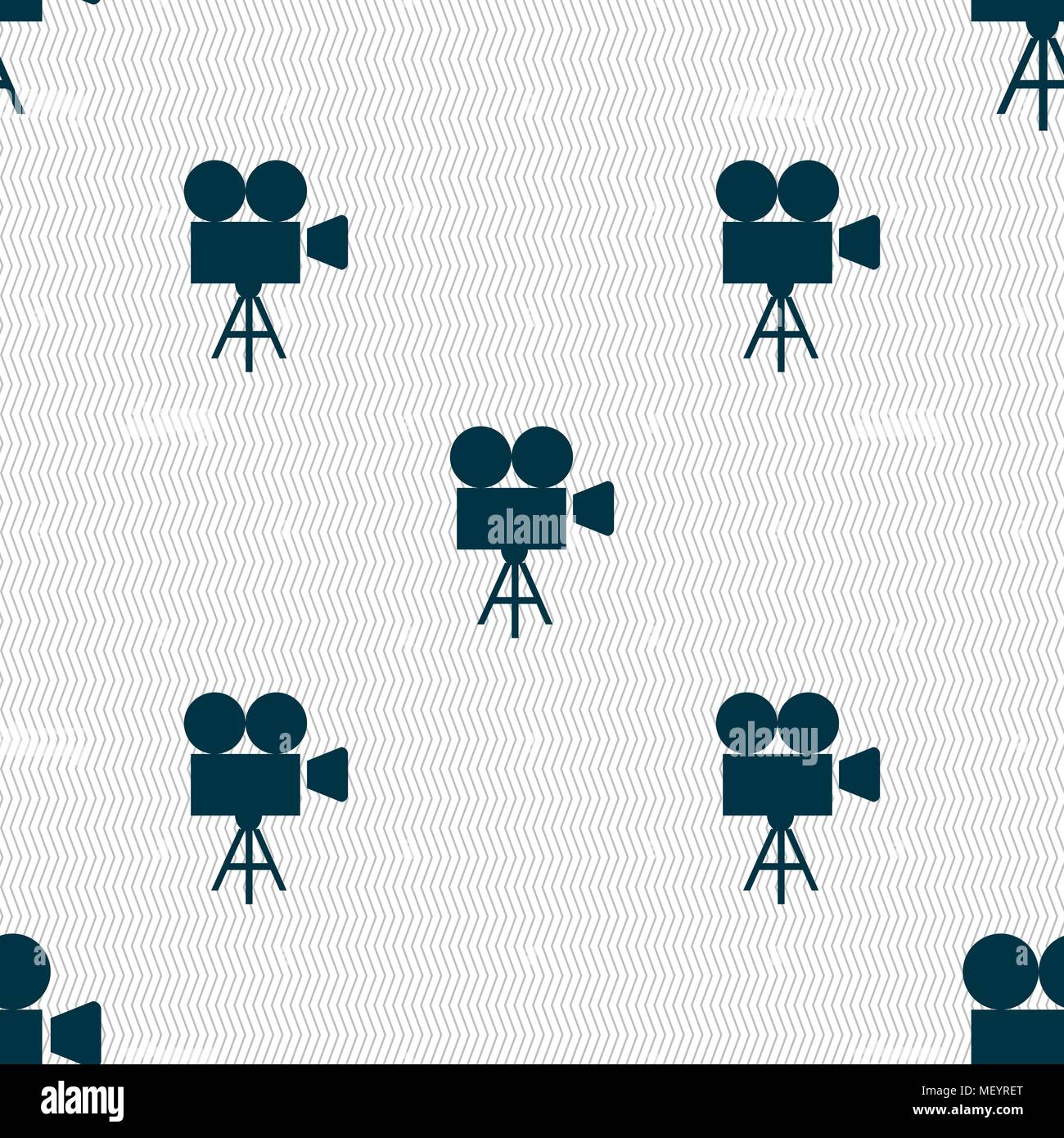 Video camera icon sign. Seamless pattern with geometric texture. Vector illustration Stock Vector