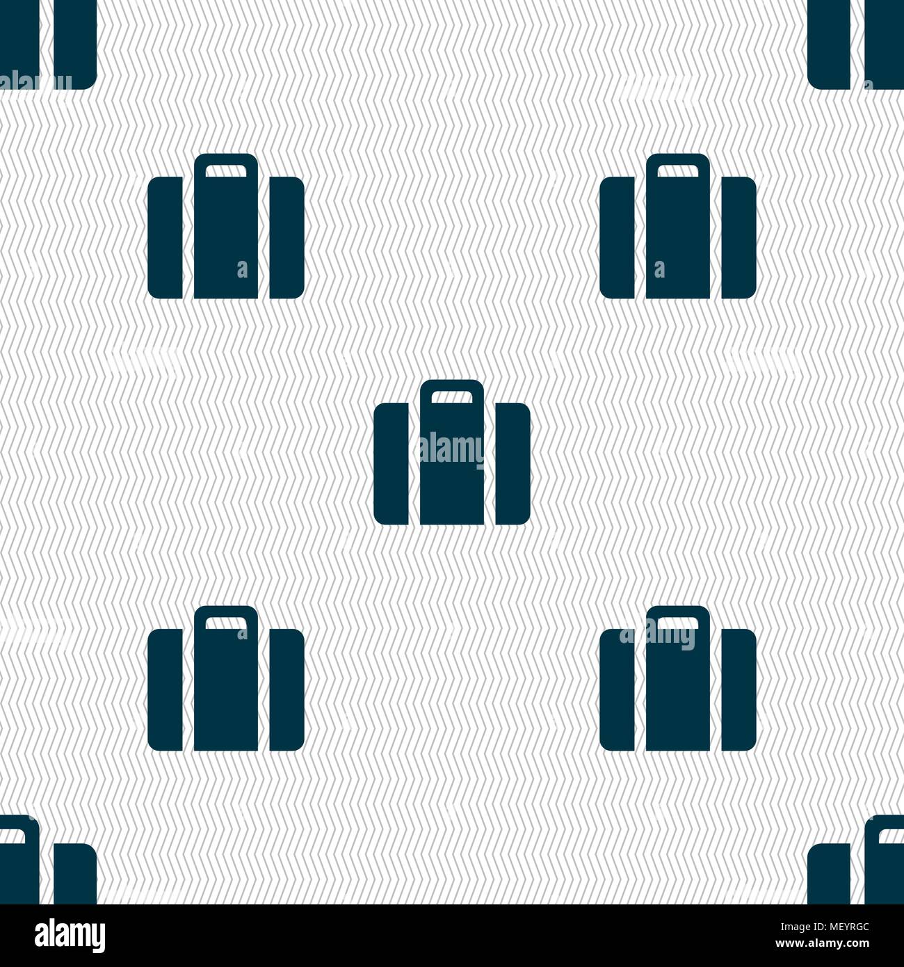 suitcase icon sign. Seamless pattern with geometric texture. Vector illustration Stock Vector