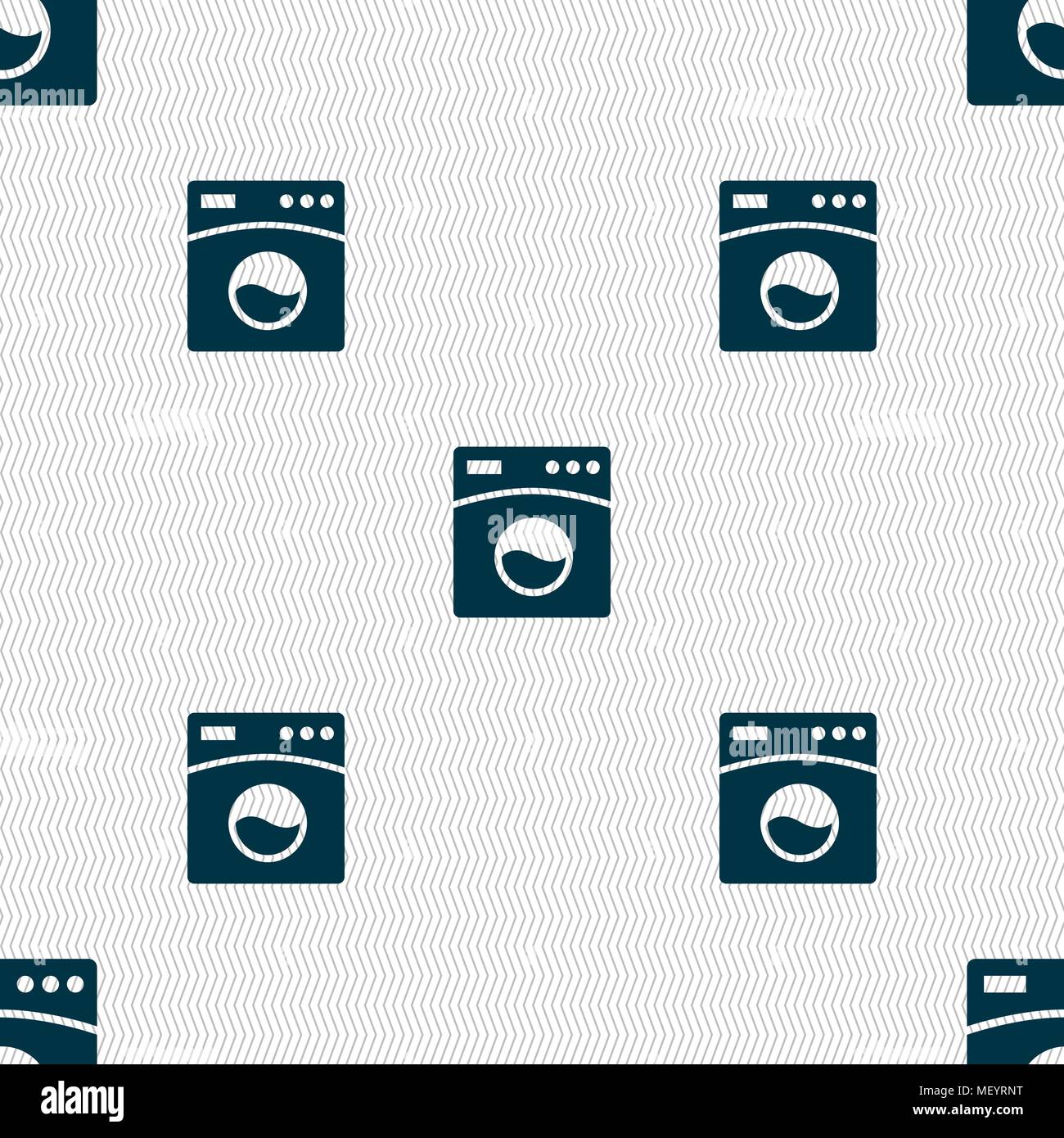 Washing machine icon sign. Seamless pattern with geometric texture. Vector illustration Stock Vector