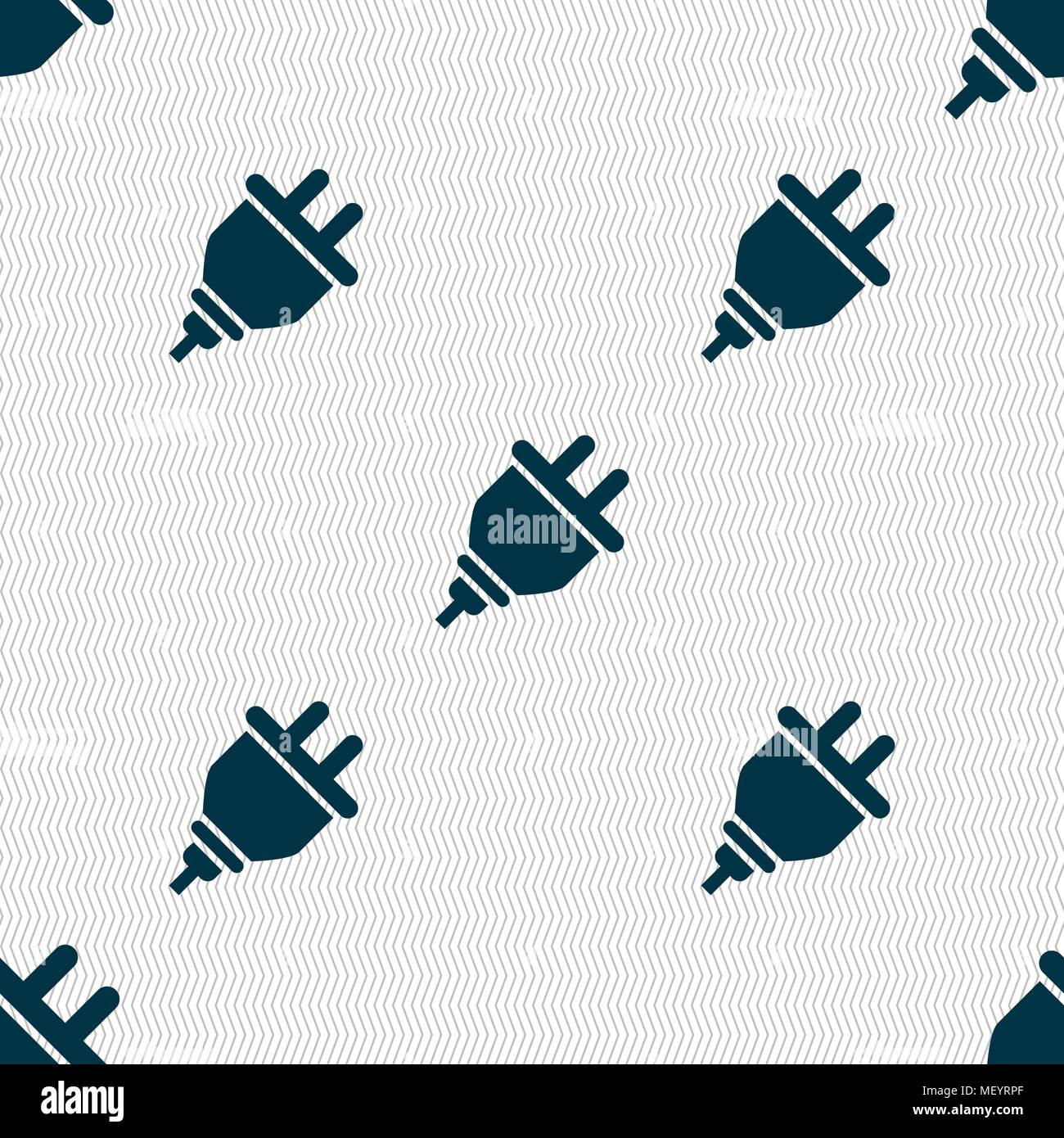 plug icon sign. Seamless pattern with geometric texture. Vector ...
