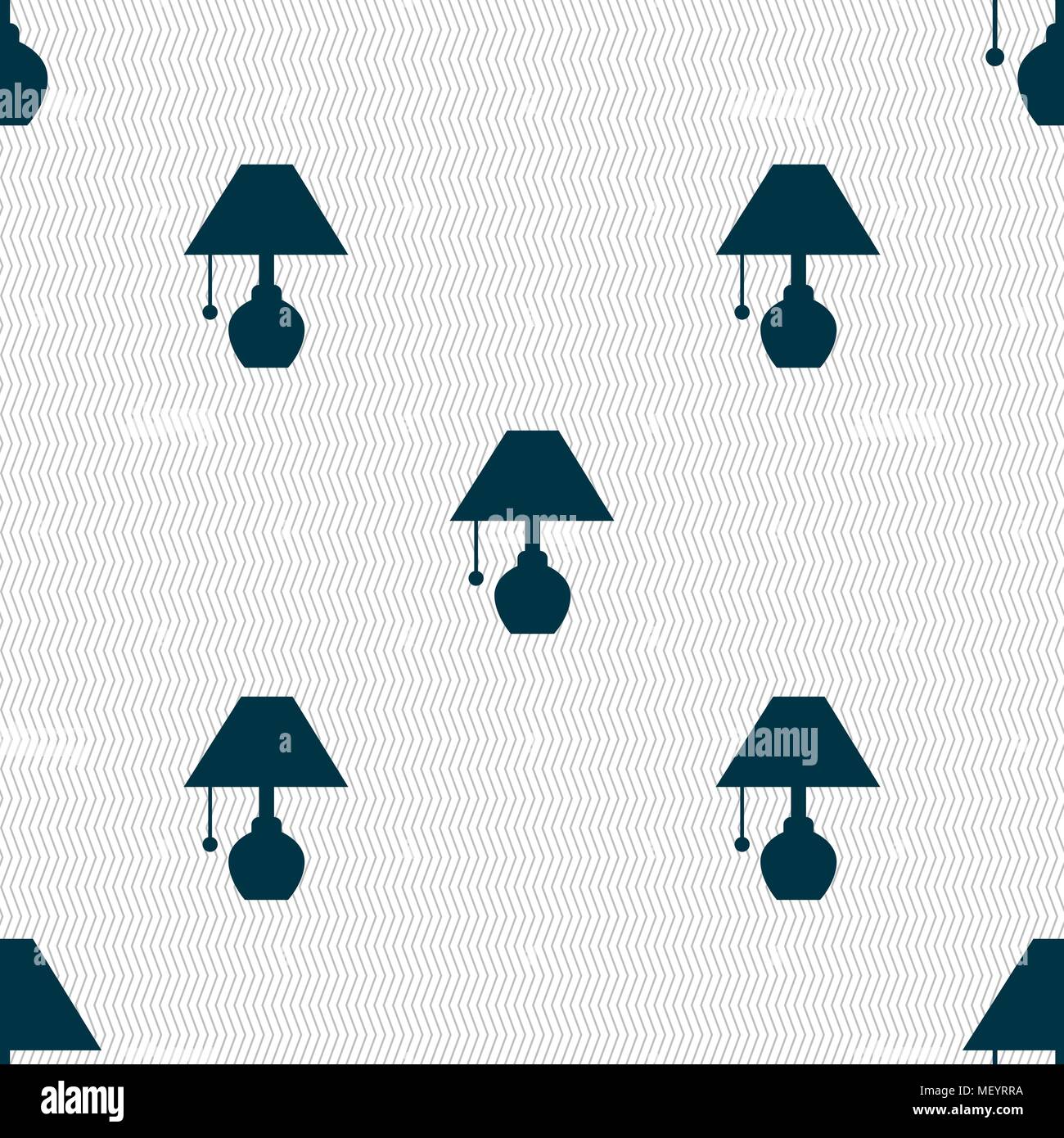 table lamp icon sign. Seamless pattern with geometric texture. Vector illustration Stock Vector