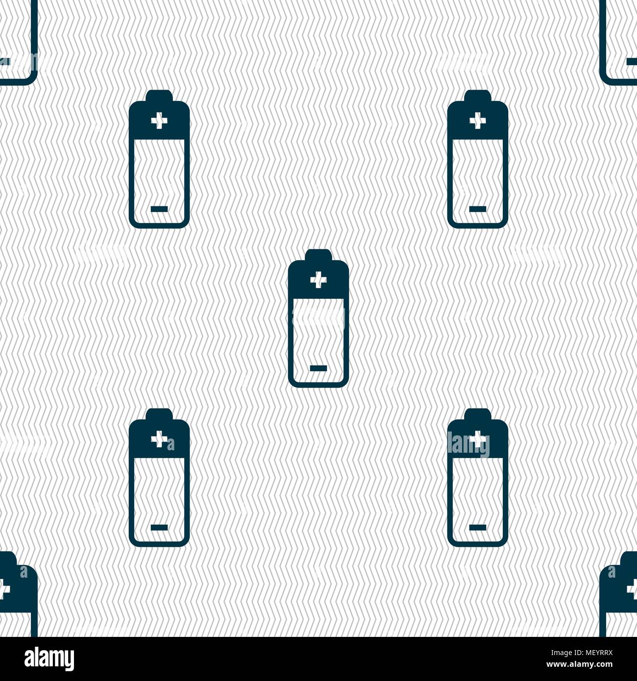 battery icon sign. Seamless pattern with geometric texture. Vector illustration Stock Vector