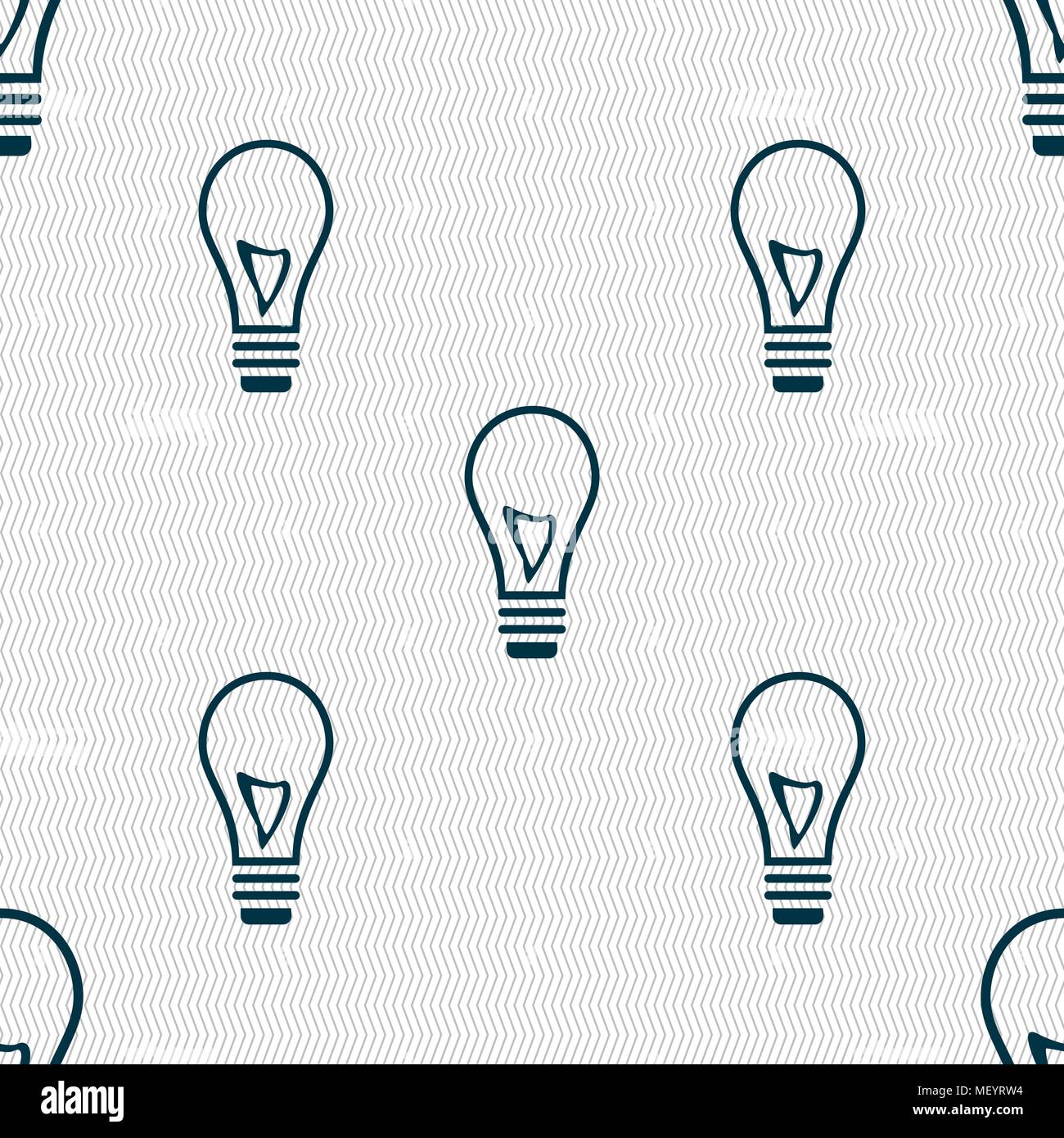 Light bulb icon sign. Seamless pattern with geometric texture. Vector illustration Stock Vector