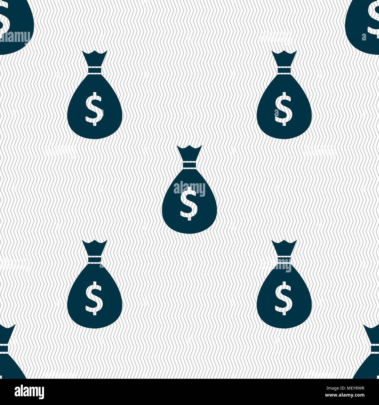 dollar money bag icon sign. Seamless pattern with geometric texture ...