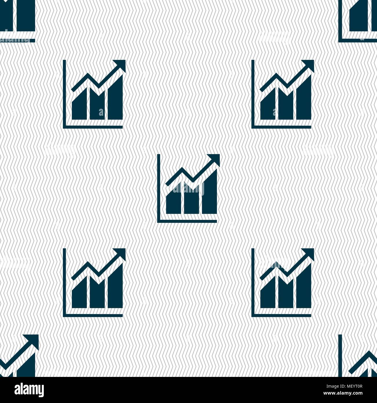 Growing bar chart icon sign. Seamless pattern with geometric texture. Vector illustration Stock Vector