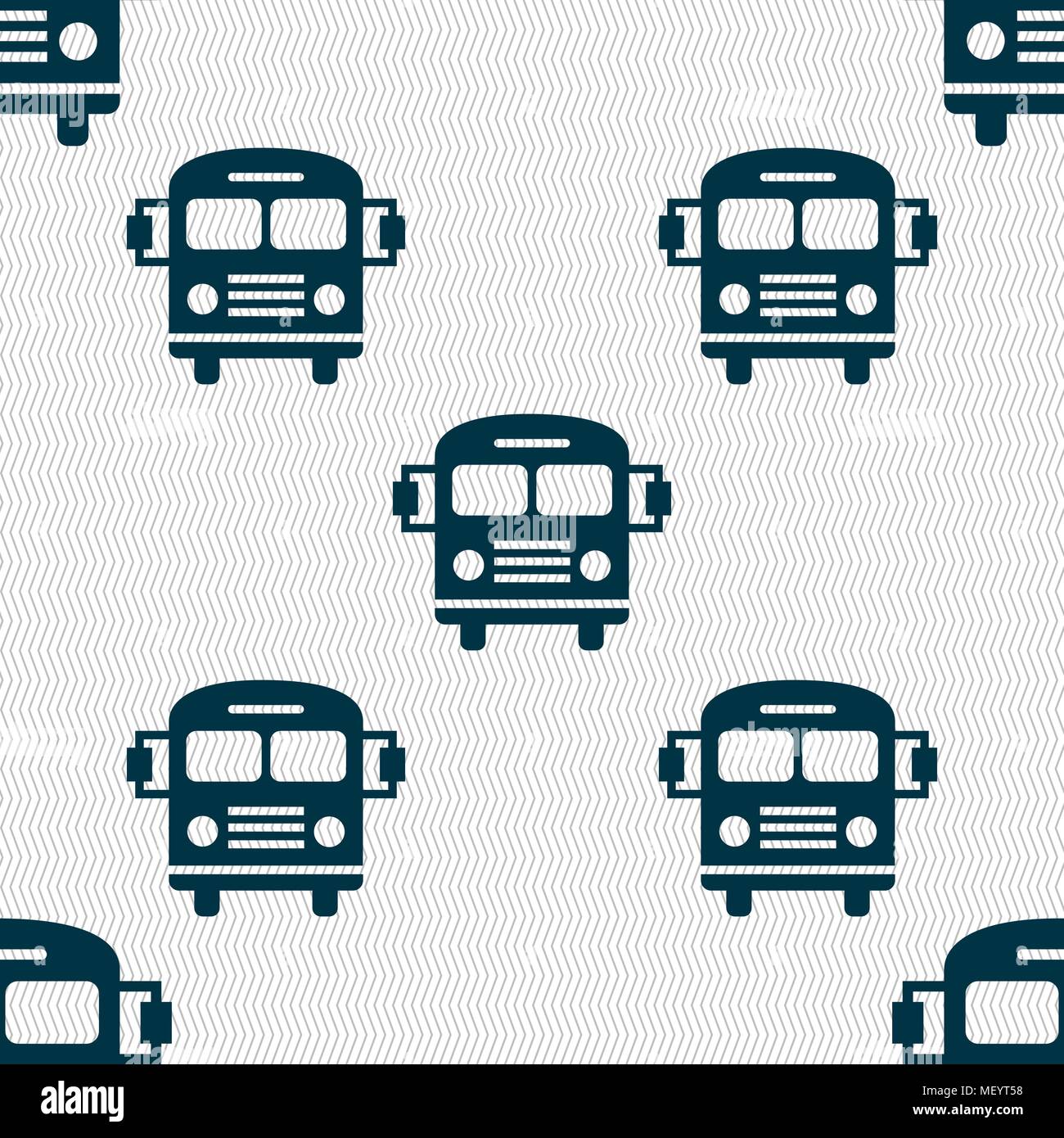 Bus icon sign. Seamless pattern with geometric texture. Vector ...