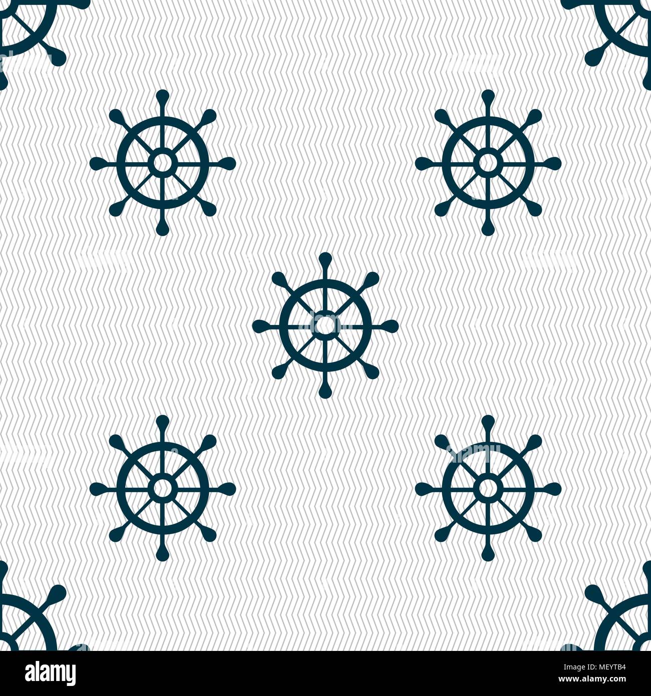 ship helm icon sign. Seamless pattern with geometric texture. Vector ...