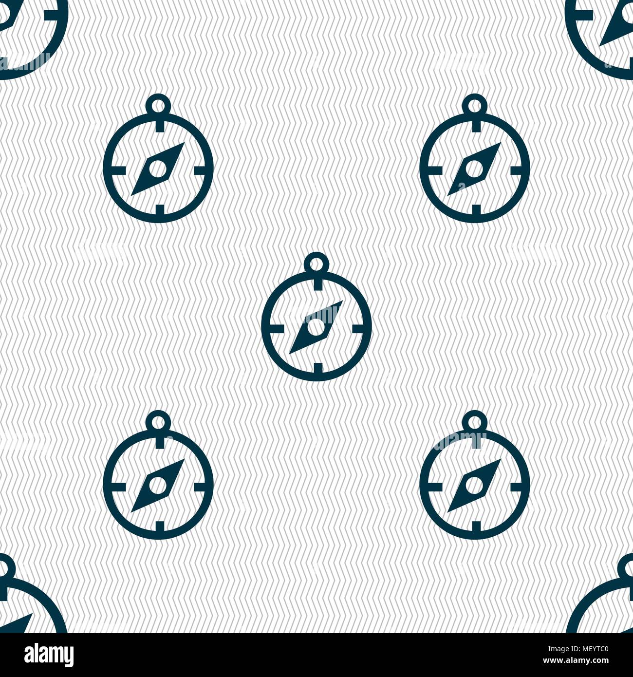 Compass icon sign. Seamless pattern with geometric texture. Vector ...