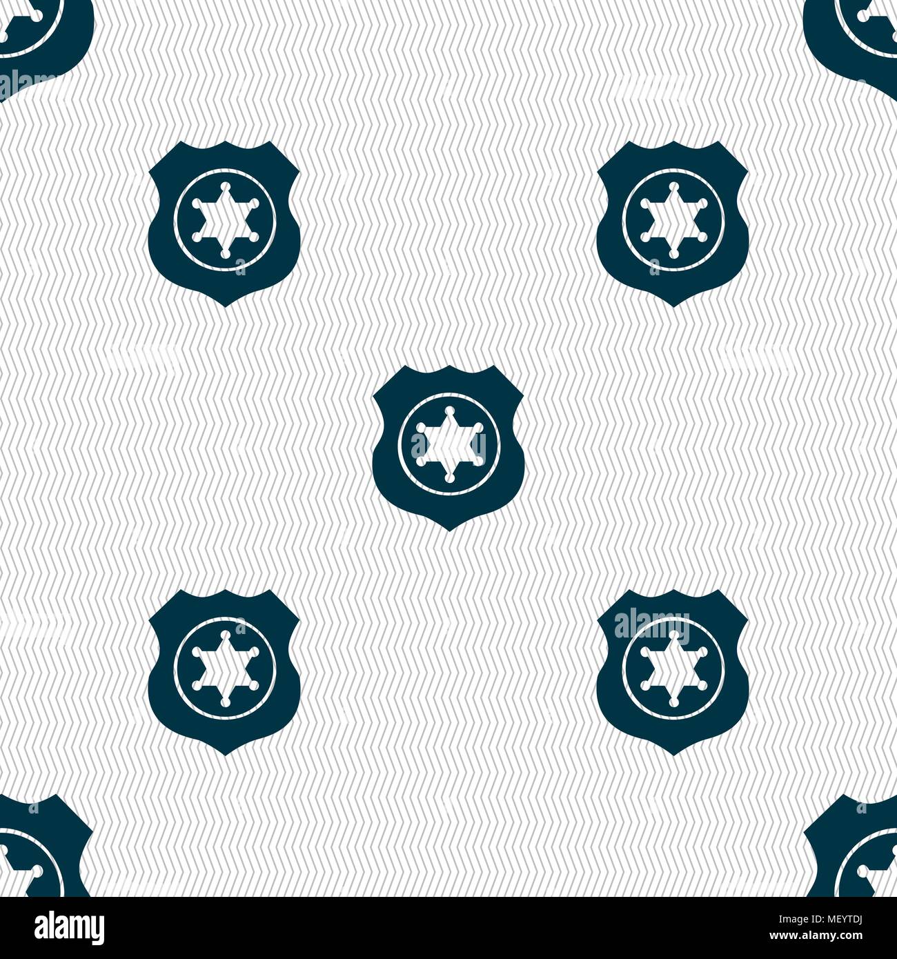 Sheriff, star icon sign. Seamless pattern with geometric texture. Vector illustration Stock Vector