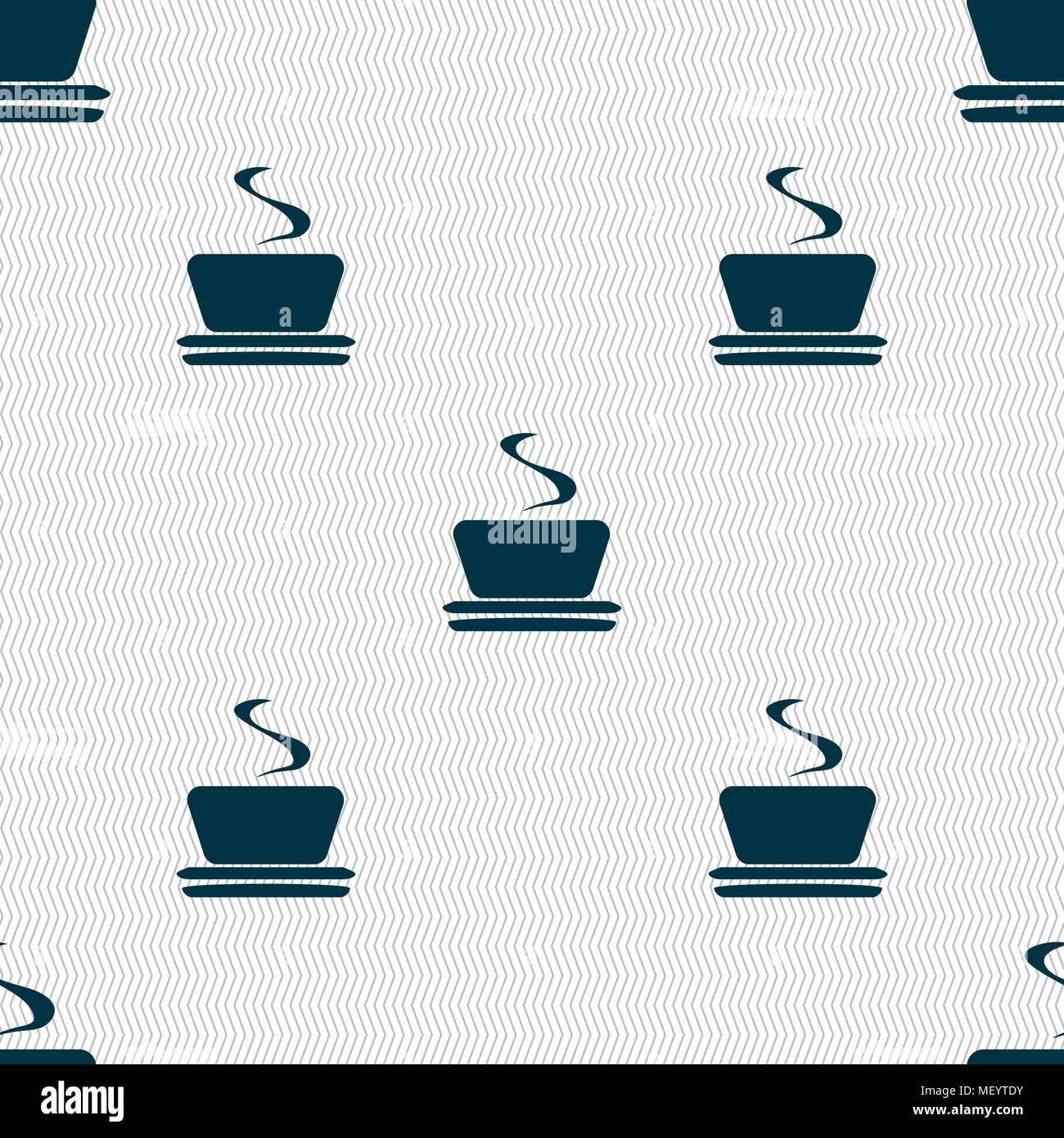 coffee, tea icon sign. Seamless pattern with geometric texture. Vector illustration Stock Vector