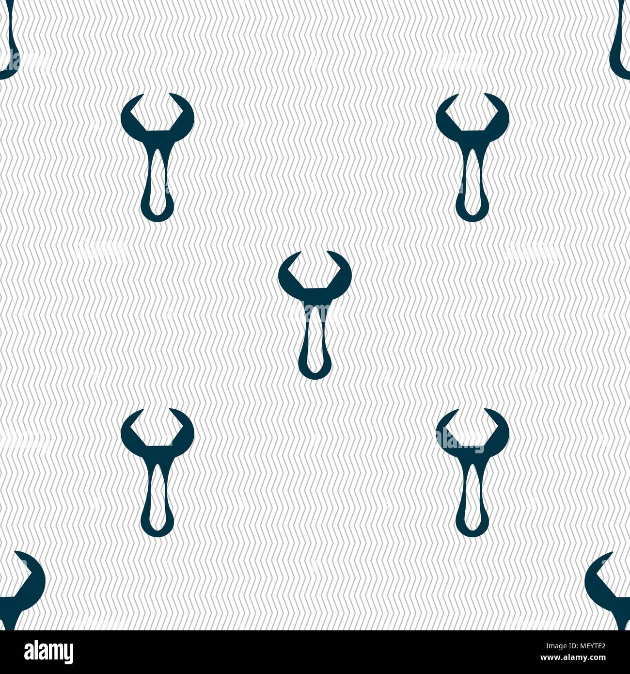 wrench icon sign. Seamless pattern with geometric texture. Vector illustration Stock Vector
