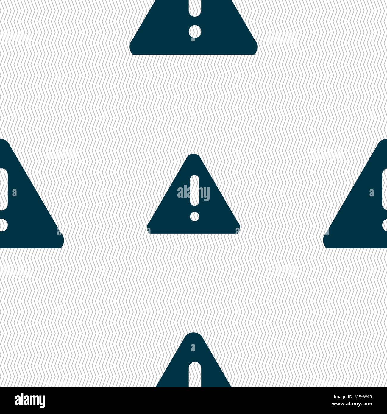 exclamation mark, Attention caution icon sign. Seamless pattern with geometric texture. Vector illustration Stock Vector