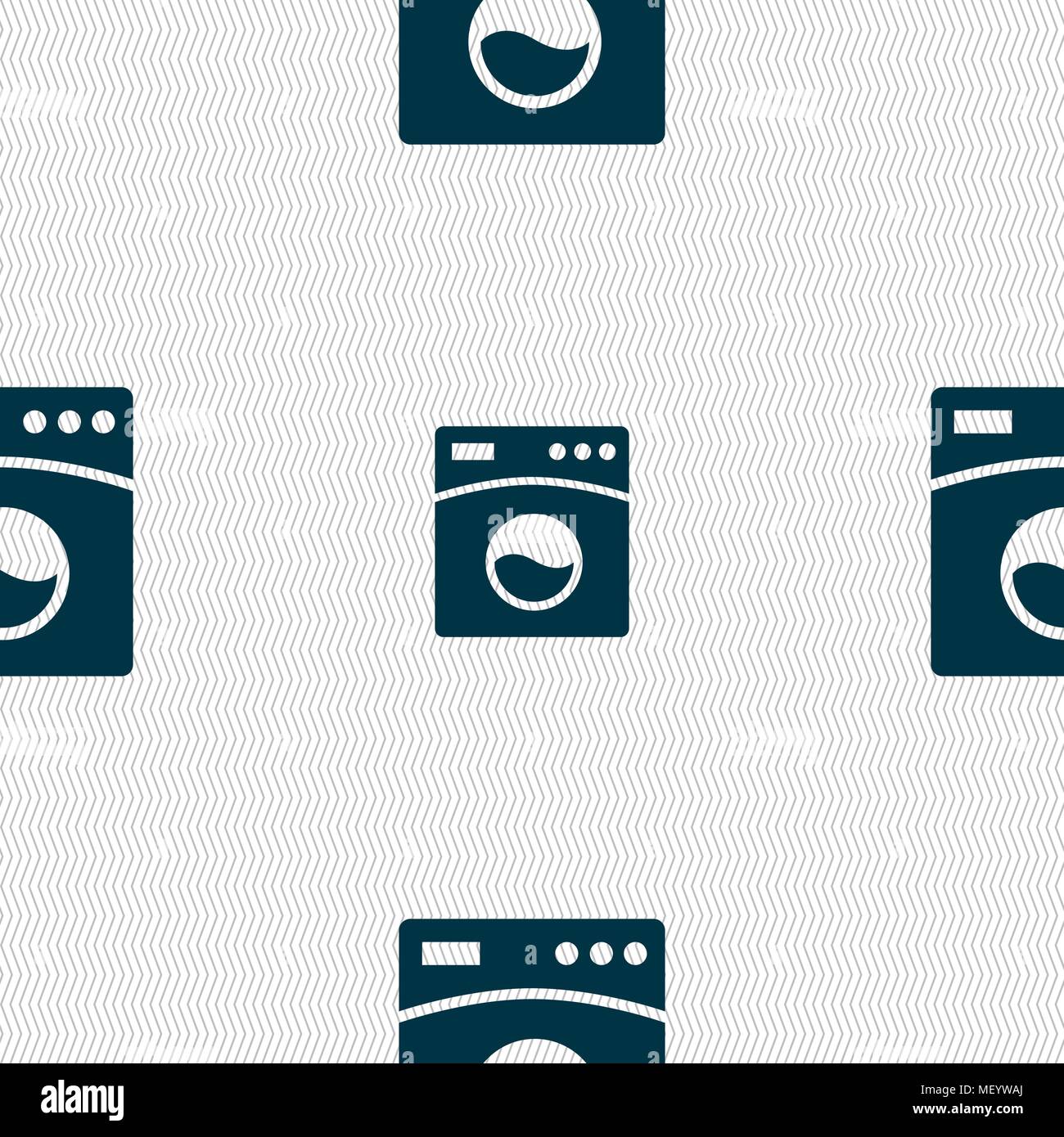 Washing machine icon sign. Seamless pattern with geometric texture. Vector illustration Stock Vector