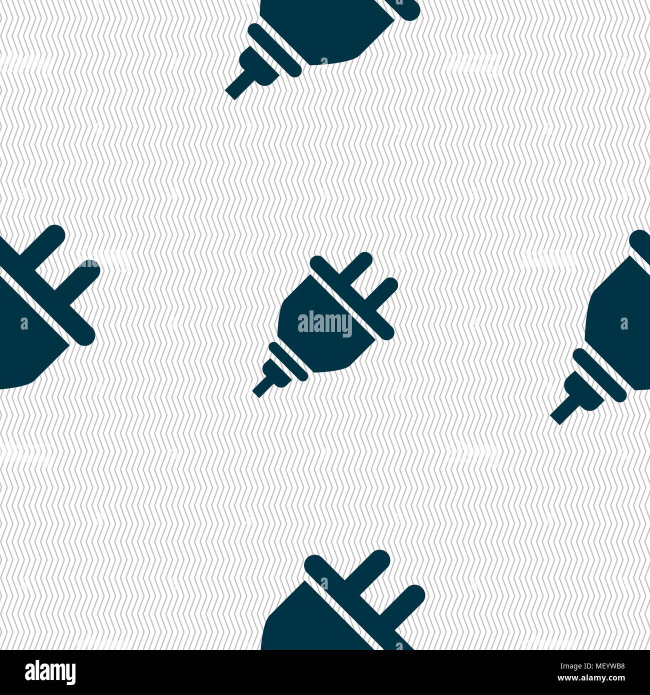 plug icon sign. Seamless pattern with geometric texture. Vector illustration Stock Vector