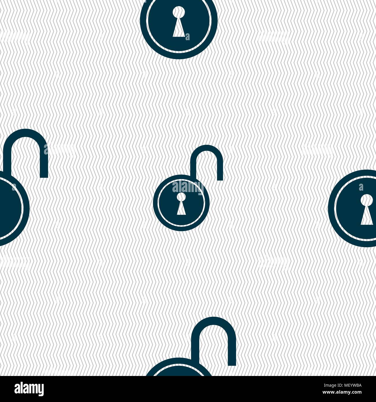 open lock icon sign. Seamless pattern with geometric texture. Vector ...