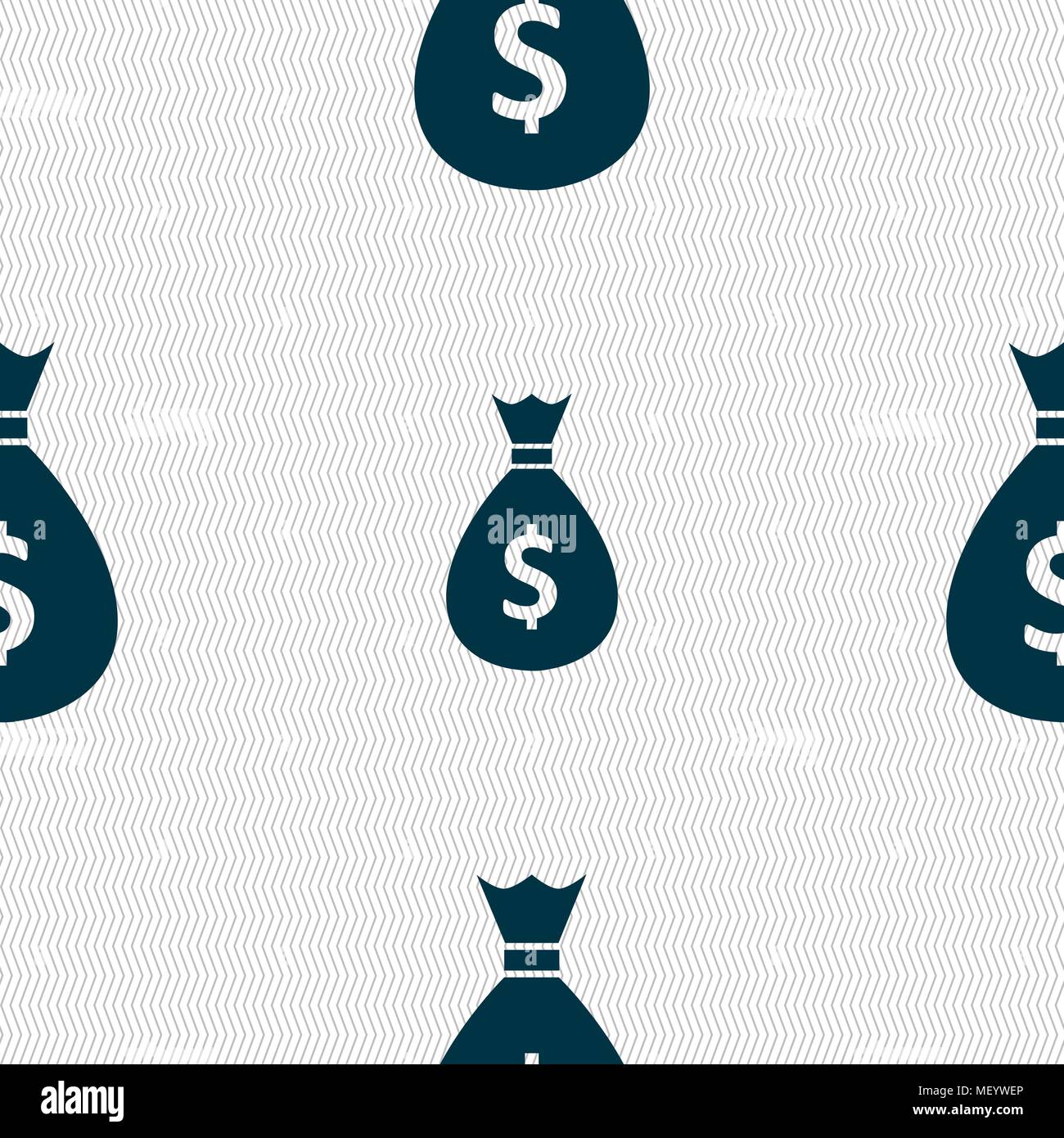 dollar money bag icon sign. Seamless pattern with geometric texture ...