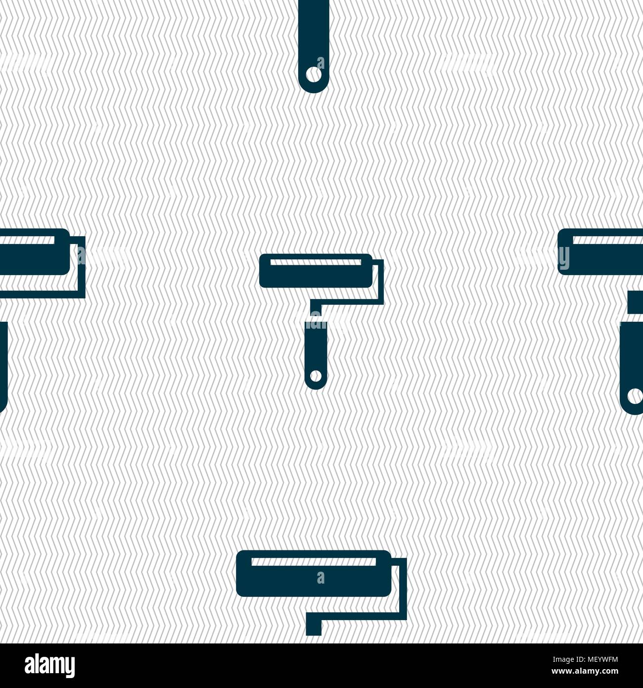 Paint roller icon sign. Seamless pattern with geometric texture. Vector illustration Stock Vector