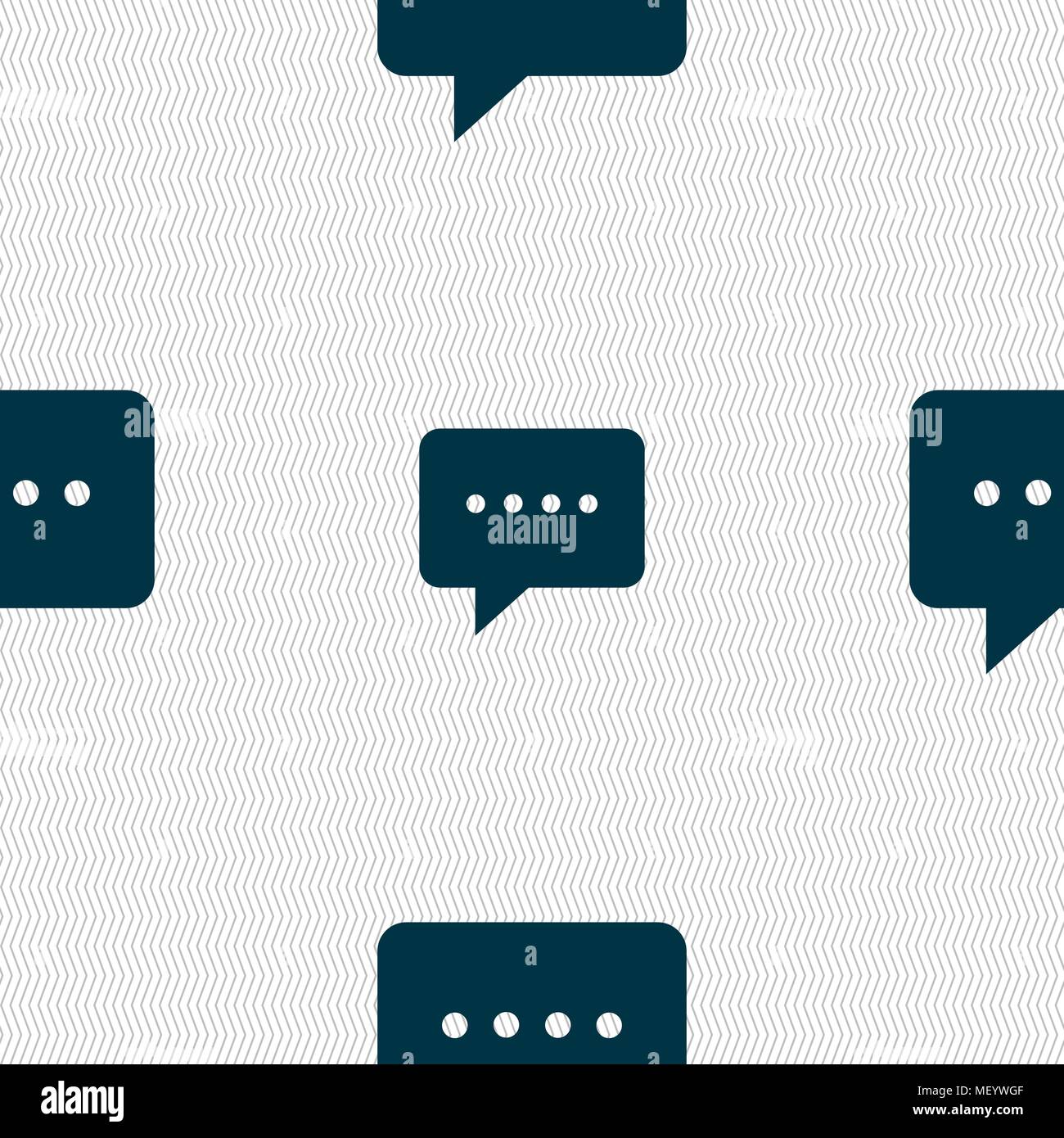 Speech bubbles icon sign. Seamless pattern with geometric texture ...