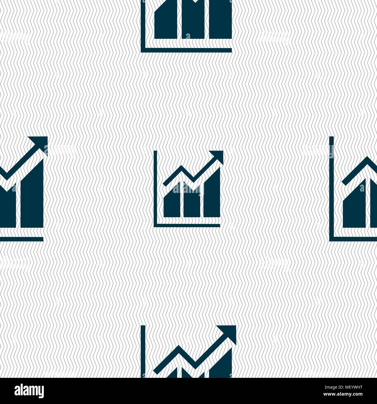 Growing bar chart icon sign. Seamless pattern with geometric texture. Vector illustration Stock Vector