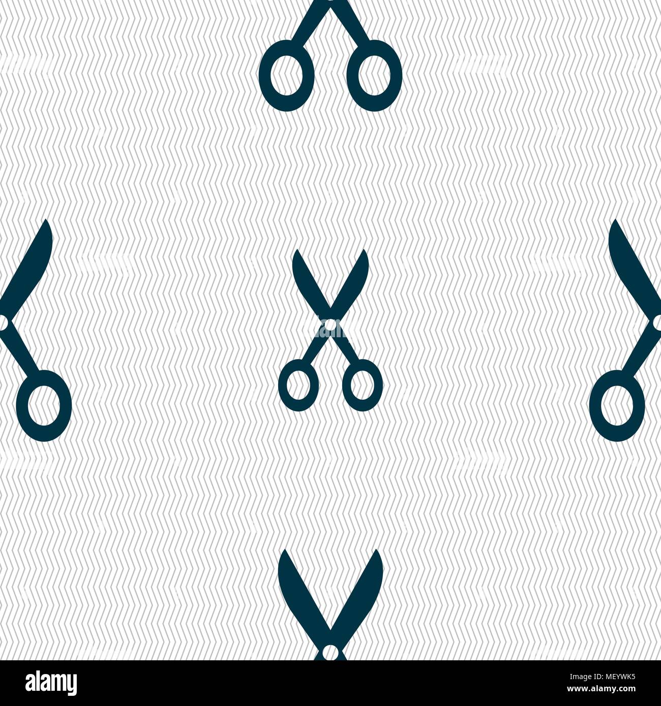Scissors icon sign. Seamless pattern with geometric texture. Vector ...