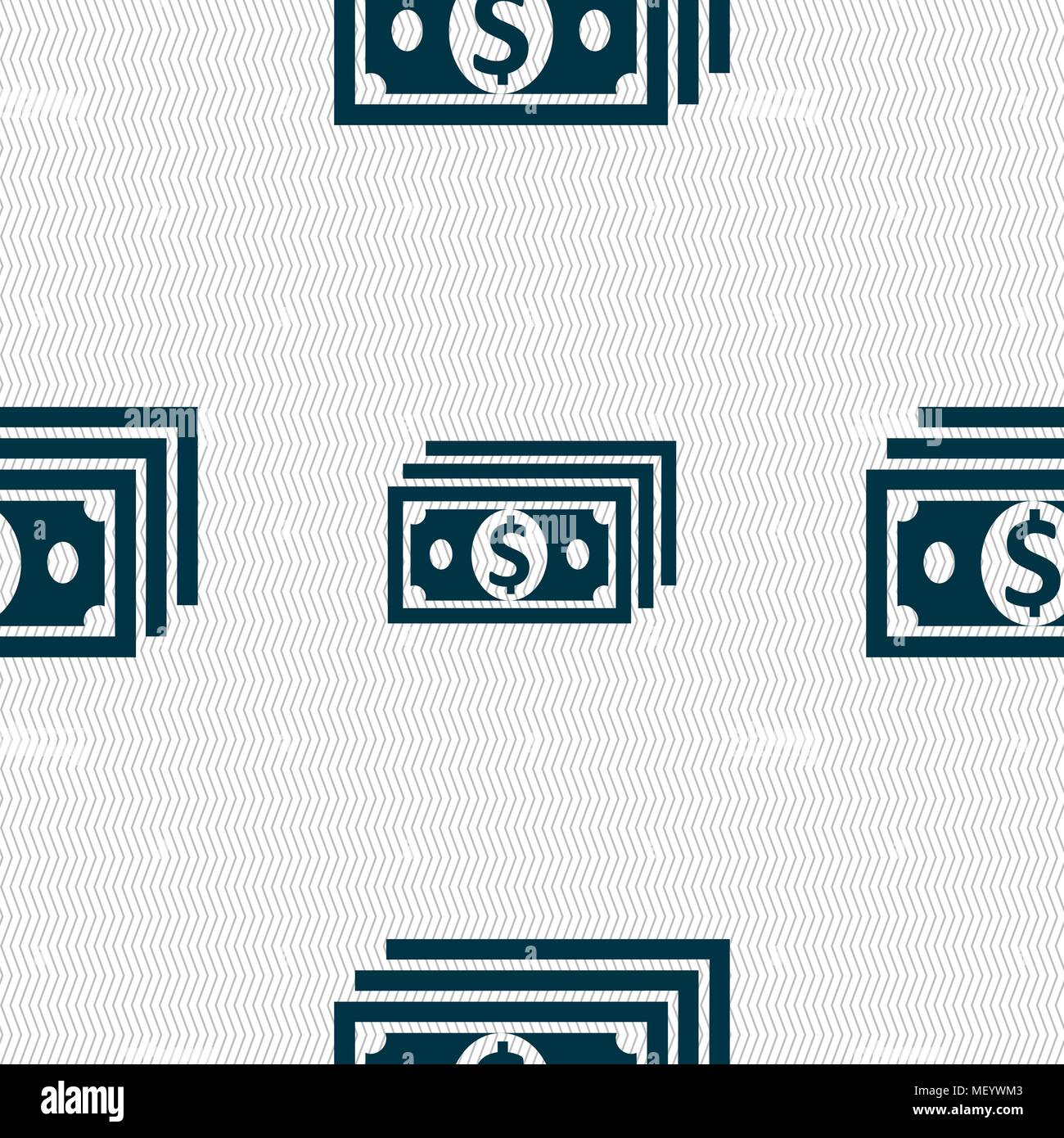 money, dollar icon sign. Seamless pattern with geometric texture ...