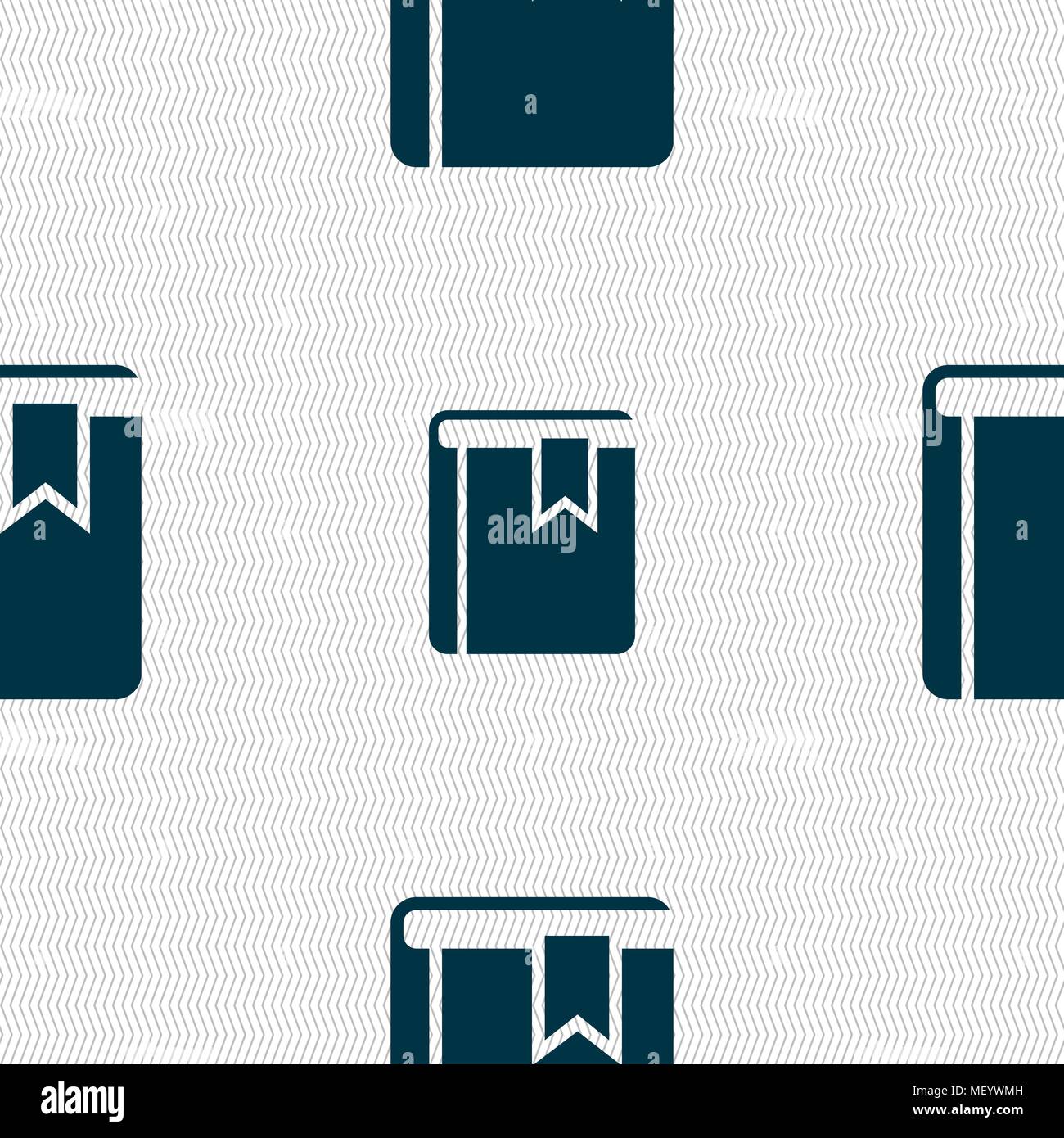 Book bookmark icon sign. Seamless pattern with geometric texture. Vector illustration Stock Vector