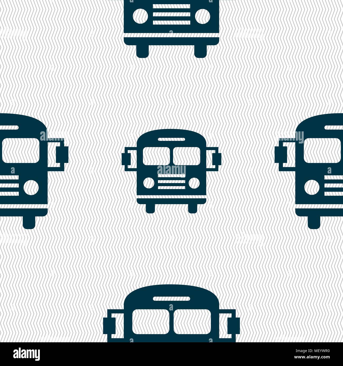 Bus icon sign. Seamless pattern with geometric texture. Vector ...