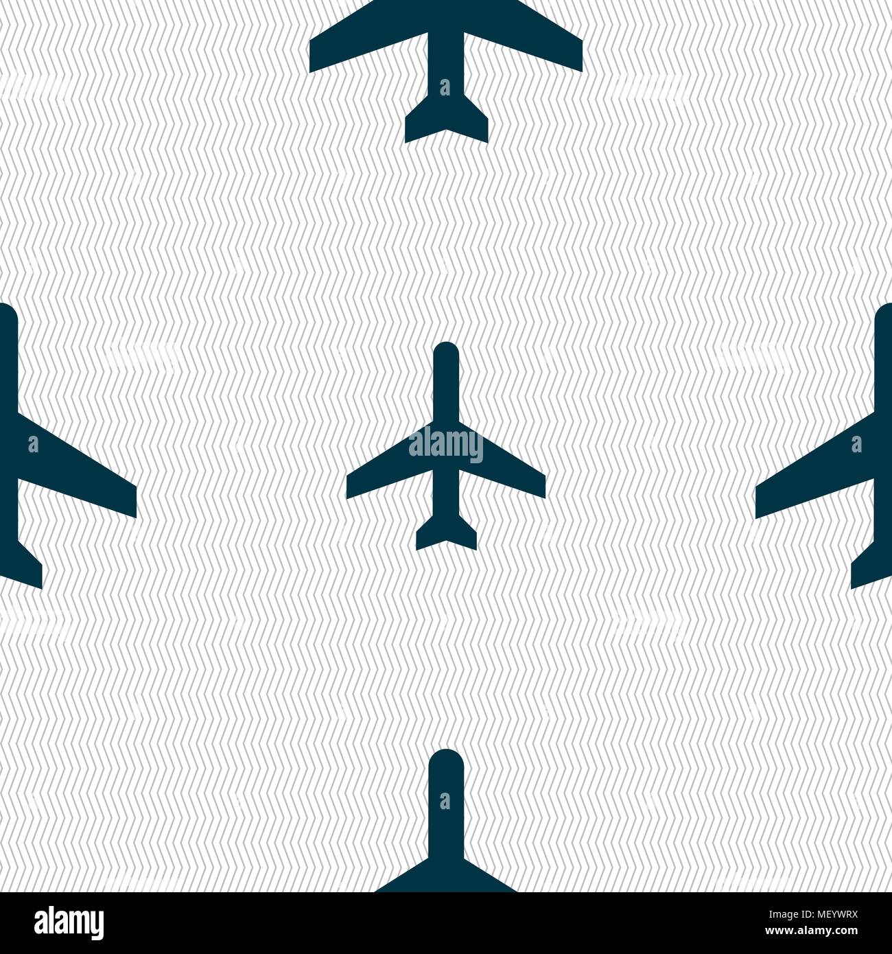Plane icon sign. Seamless pattern with geometric texture. Vector illustration Stock Vector