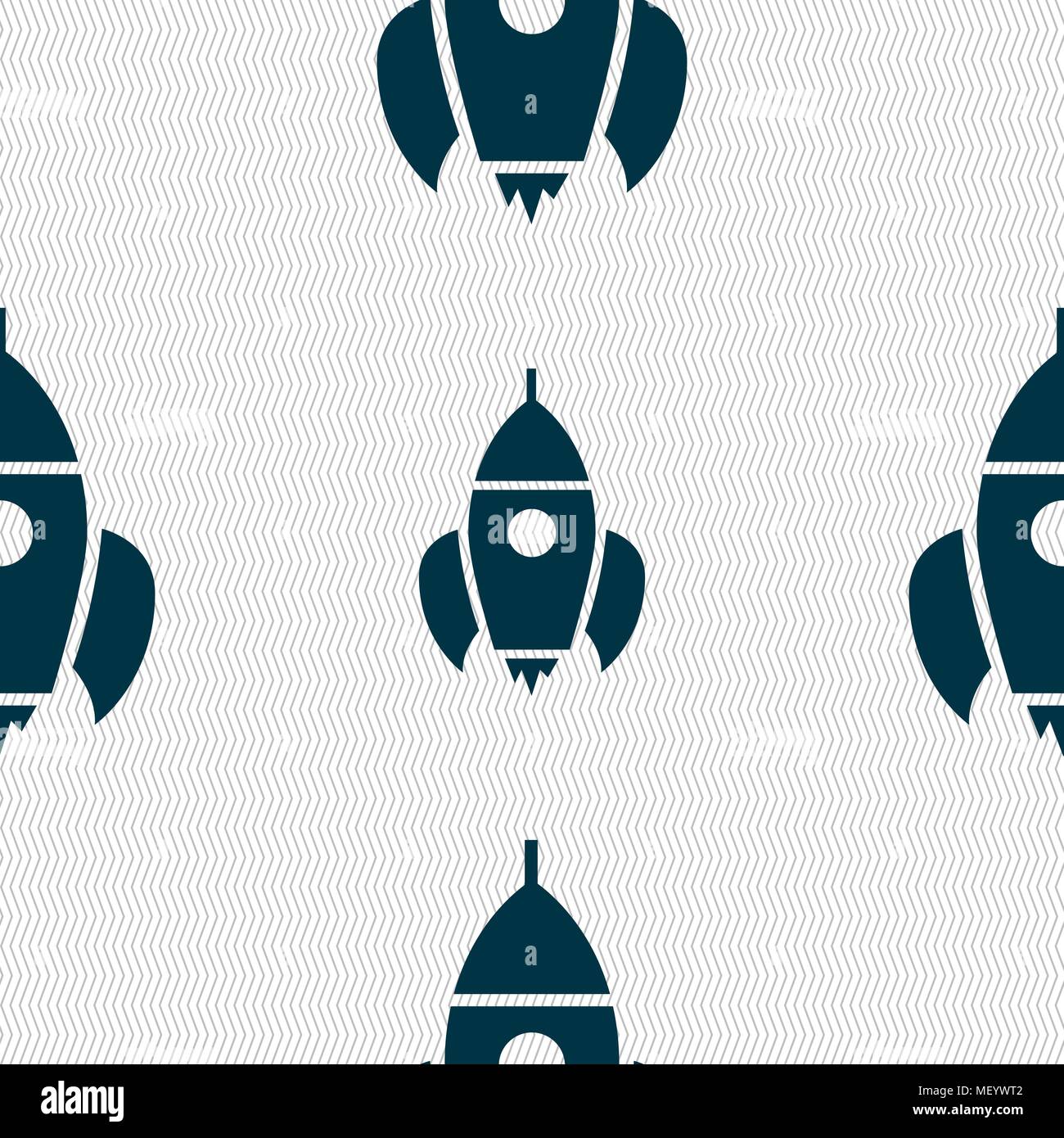 Rocket icon sign. Seamless pattern with geometric texture. Vector ...