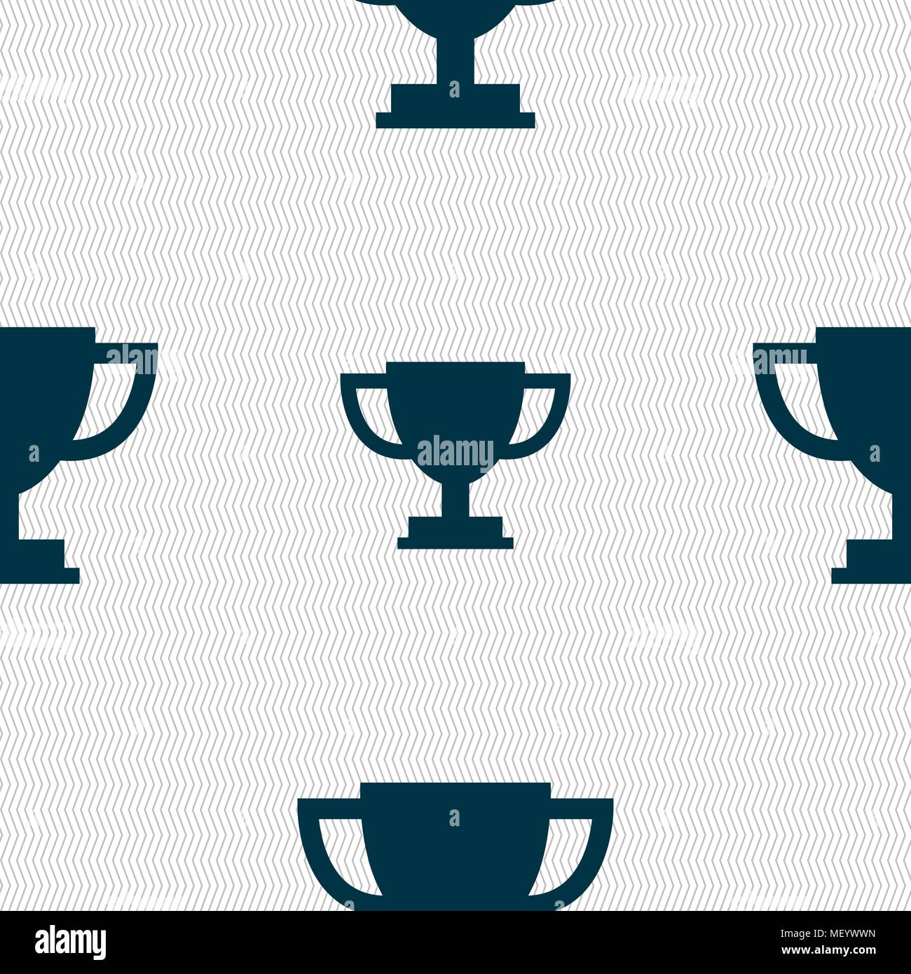 Trophy Cup icon sign. Seamless pattern with geometric texture. Vector ...