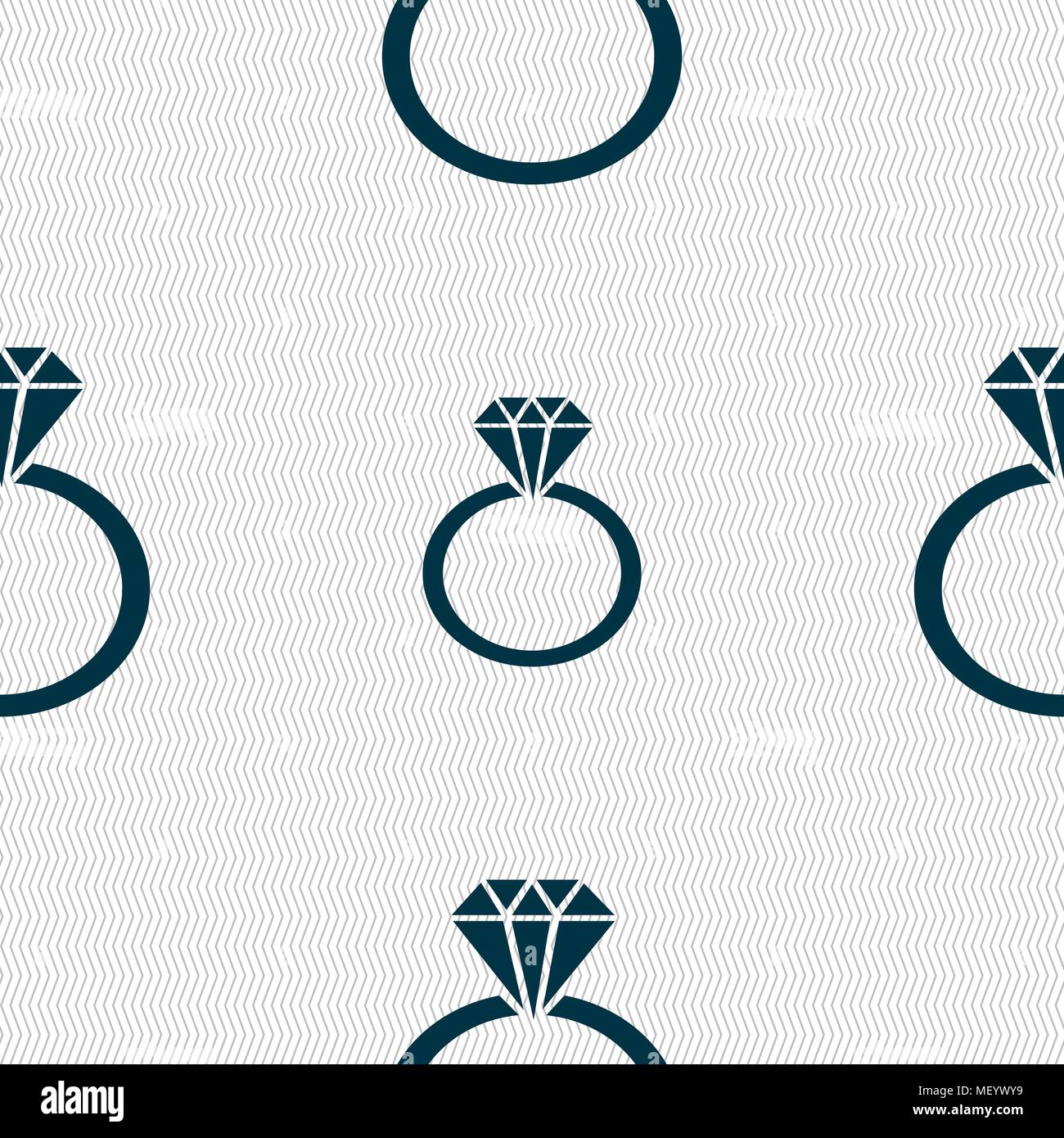 diamond ring icon sign. Seamless pattern with geometric texture. Vector illustration Stock Vector