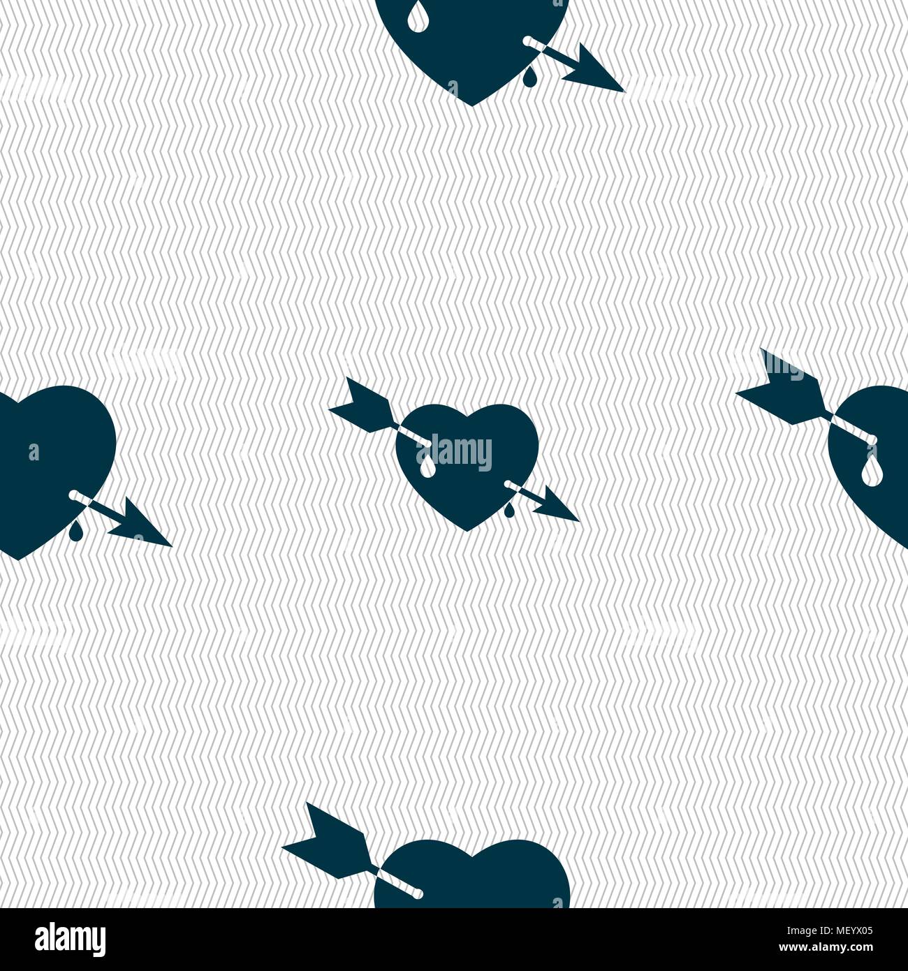 Arrow heart icon sign. Seamless pattern with geometric texture. Vector ...