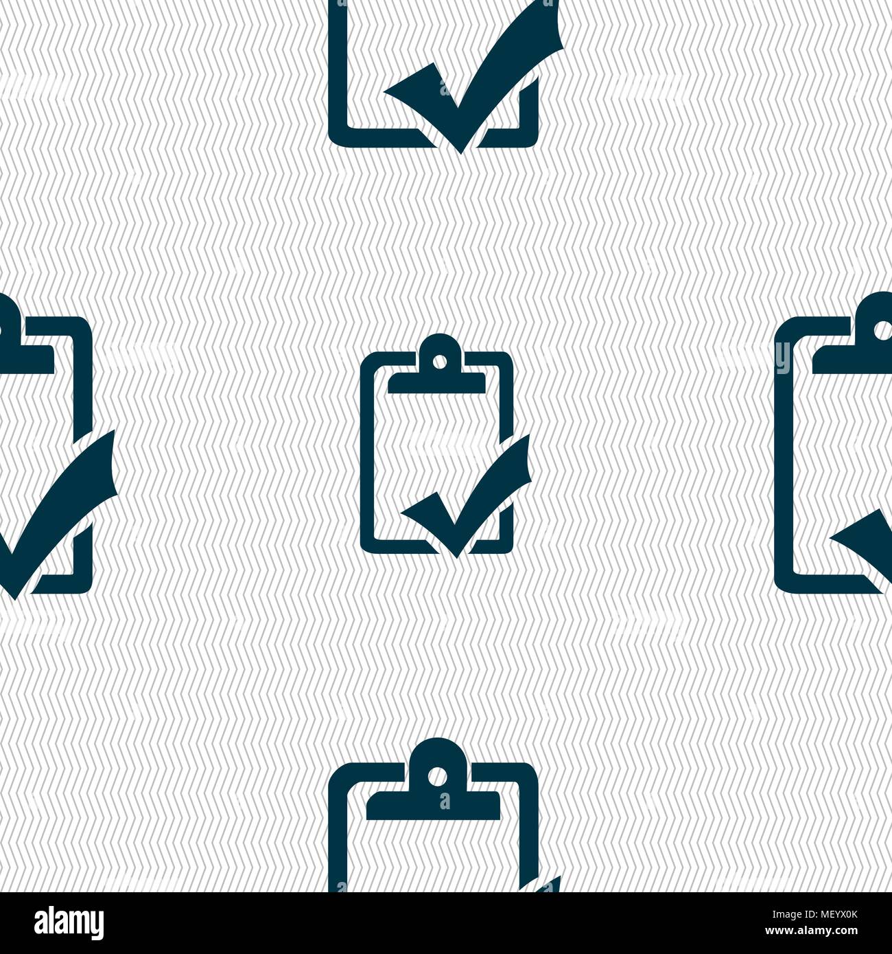 Document grammar control, Test, work complete icon sign. Seamless pattern with geometric texture. Vector illustration Stock Vector
