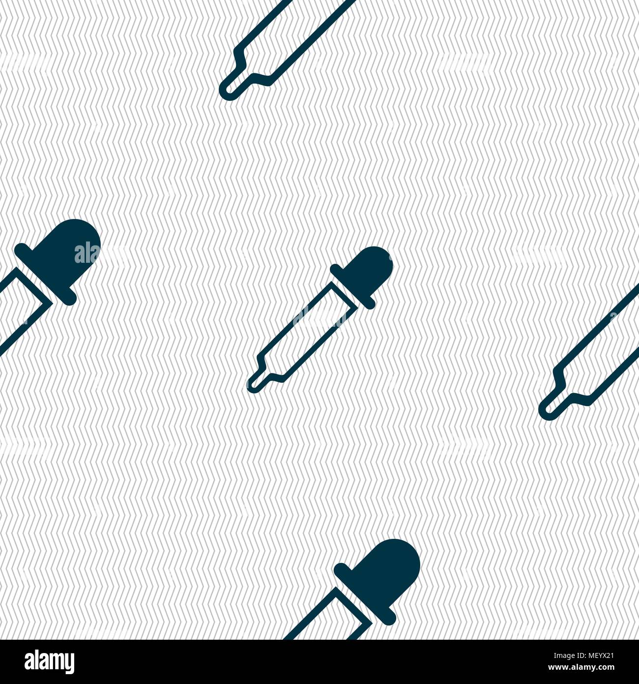 Pipette icon sign. Seamless pattern with geometric texture. Vector illustration Stock Vector