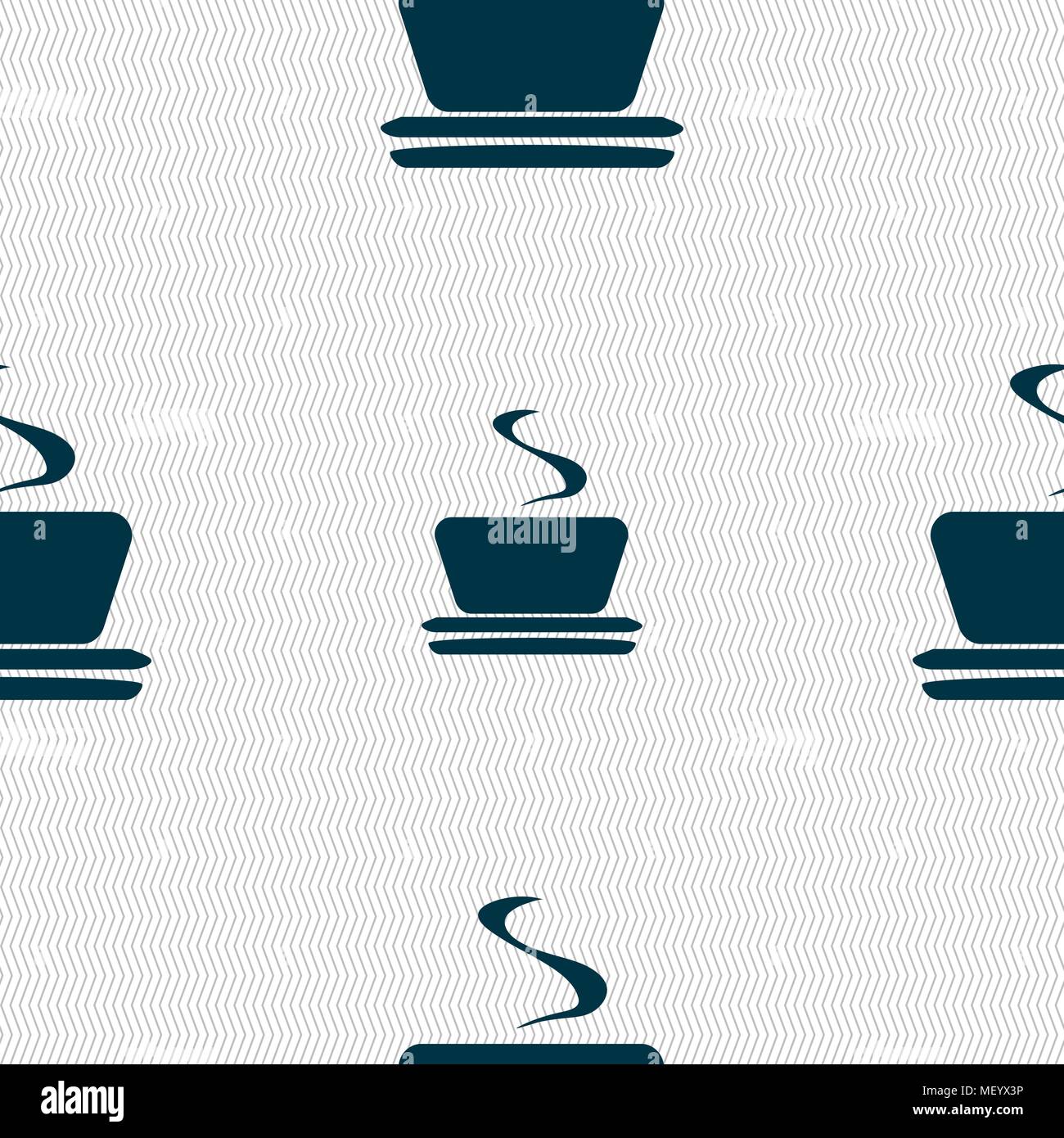 coffee, tea icon sign. Seamless pattern with geometric texture. Vector illustration Stock Vector