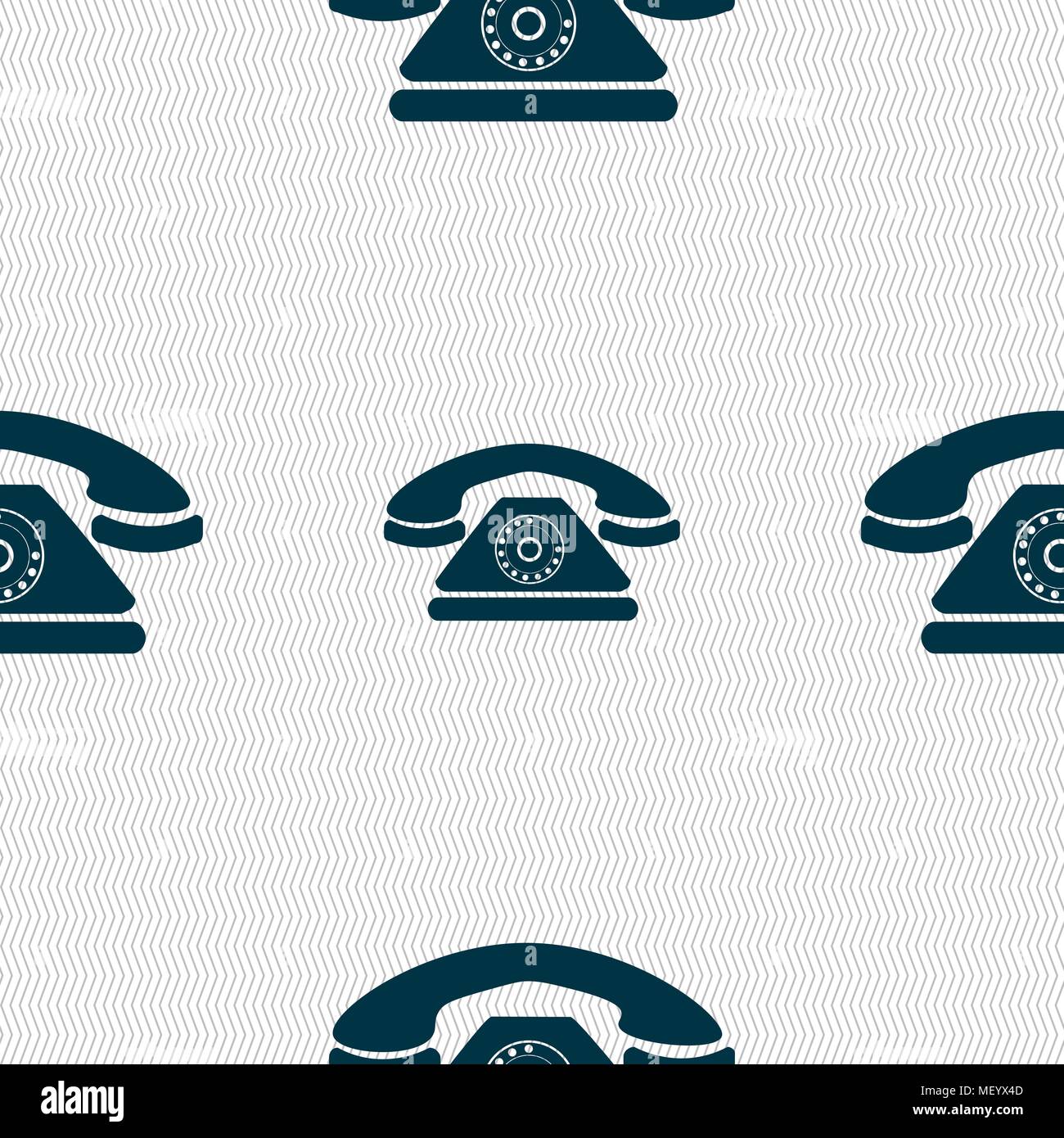 Retro telephone icon sign. Seamless pattern with geometric texture ...