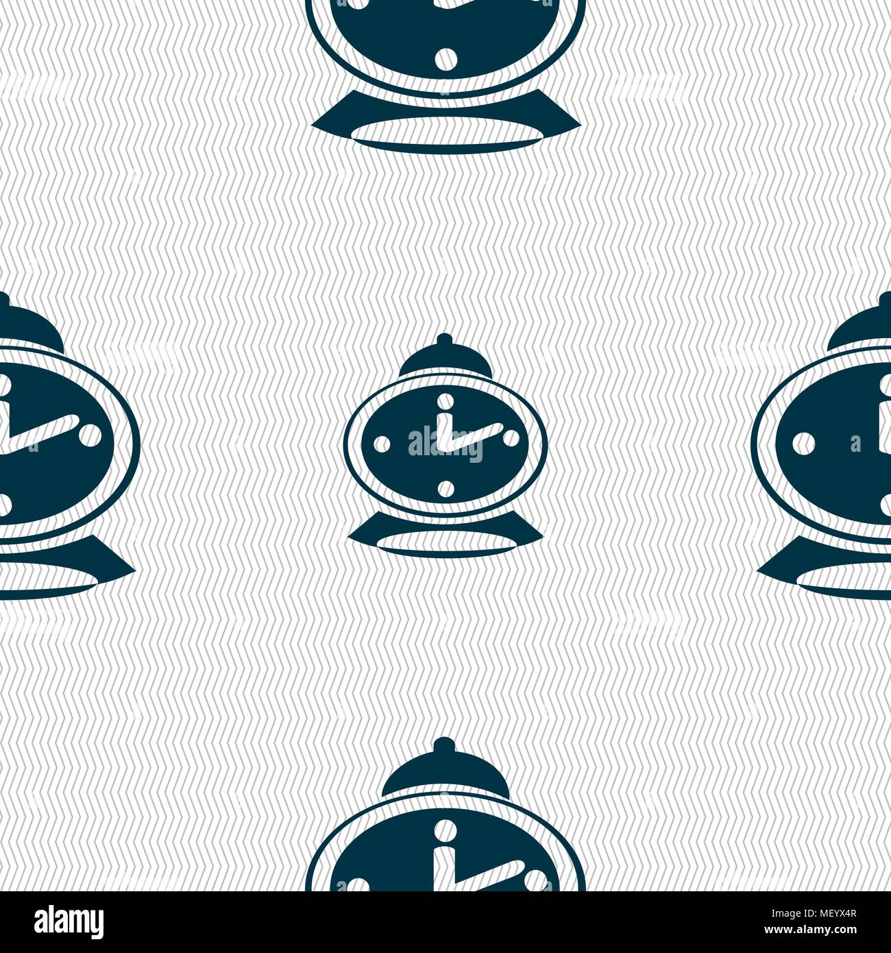 alarm clock icon sign. Seamless pattern with geometric texture. Vector ...