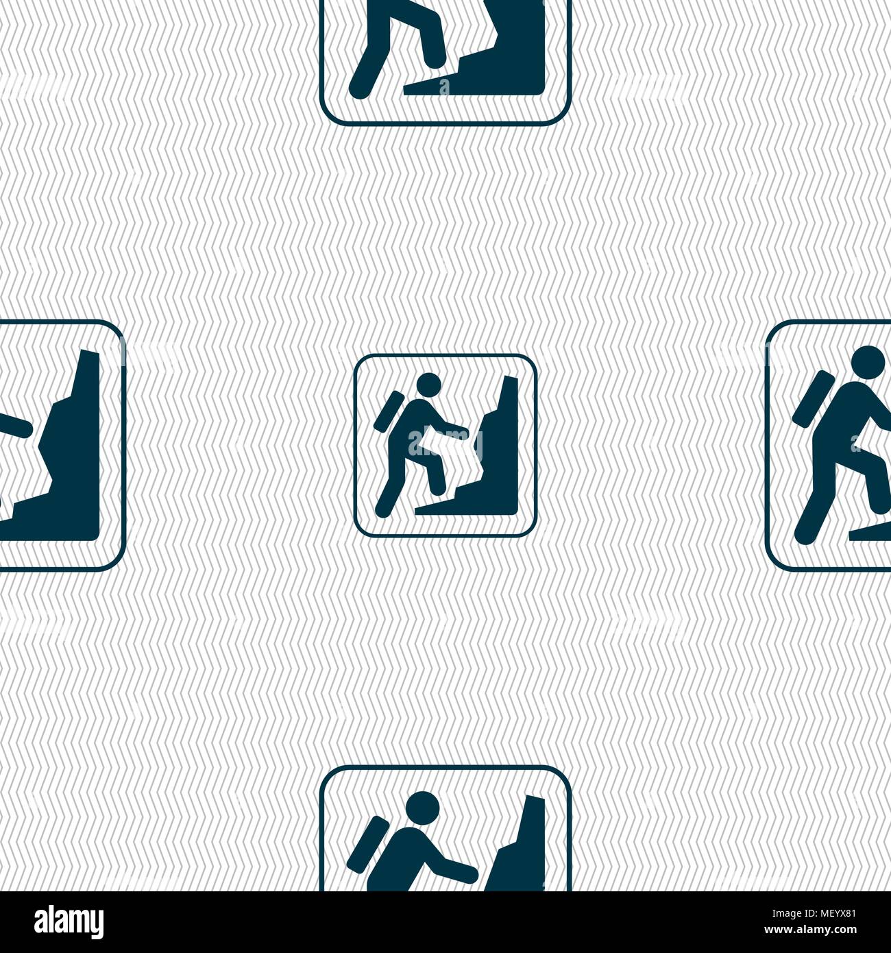 rock climbing sign. Seamless pattern with geometric texture. Vector illustration Stock Vector