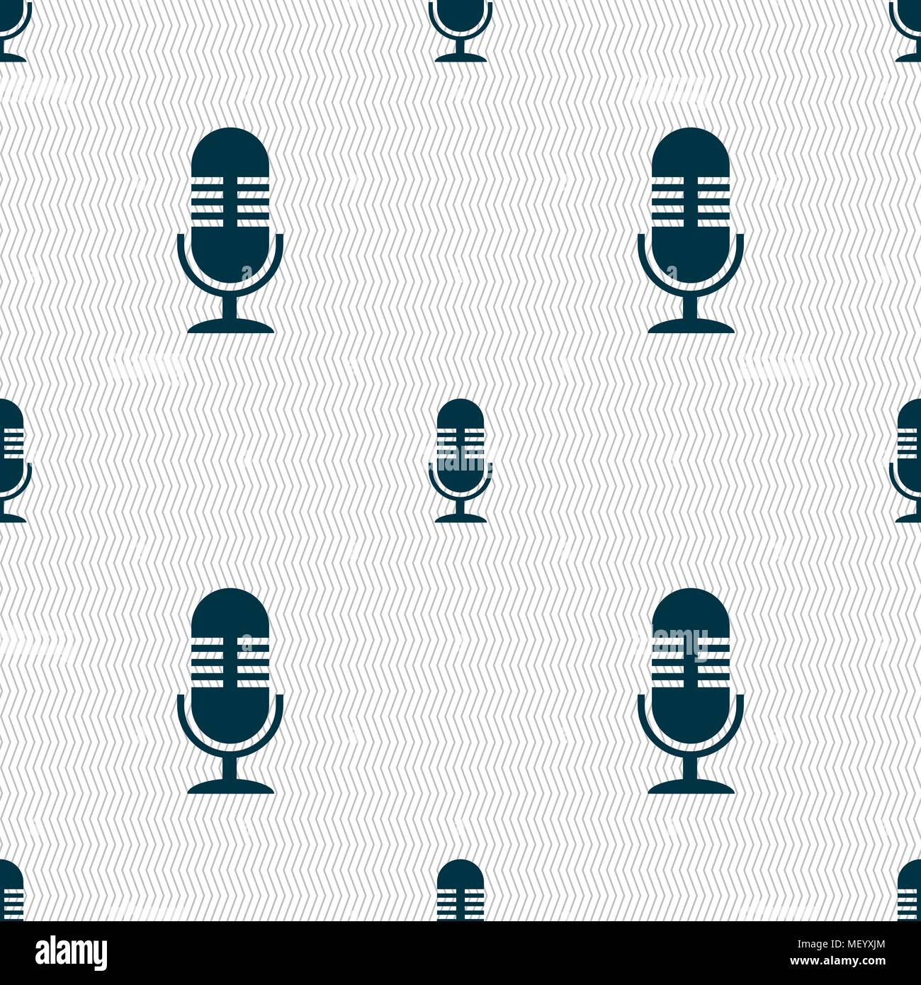 microphone icon sign. Seamless pattern with geometric texture. Vector illustration Stock Vector