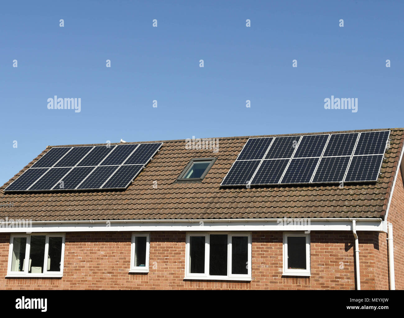 Solar panels on a residential property Stock Photo