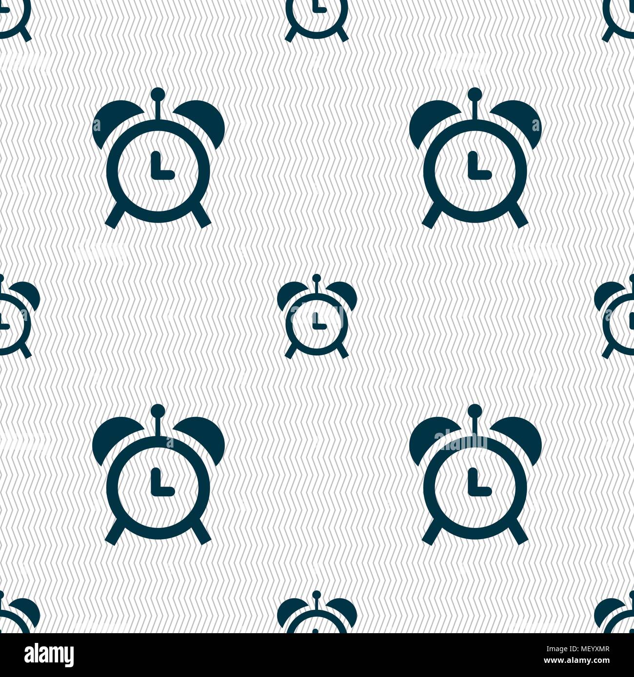 alarm clock icon sign. Seamless pattern with geometric texture. Vector ...