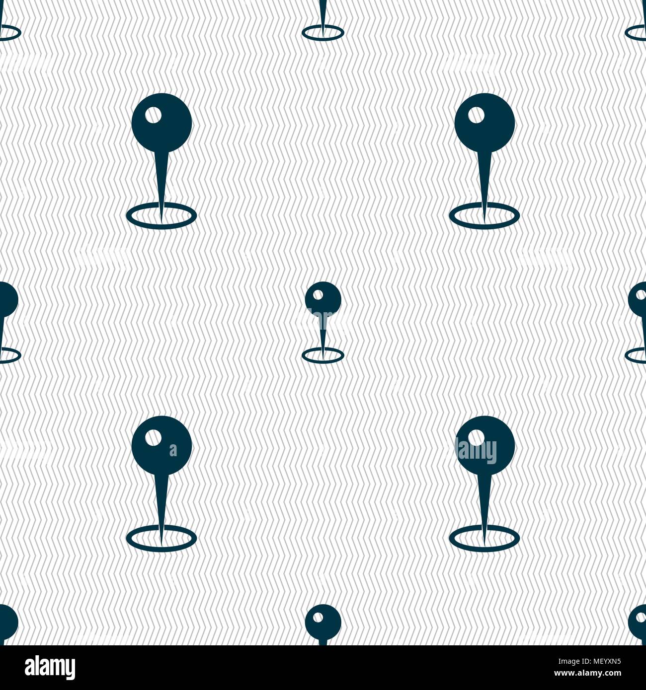 Map pointer icon sign. Seamless pattern with geometric texture. Vector illustration Stock Vector