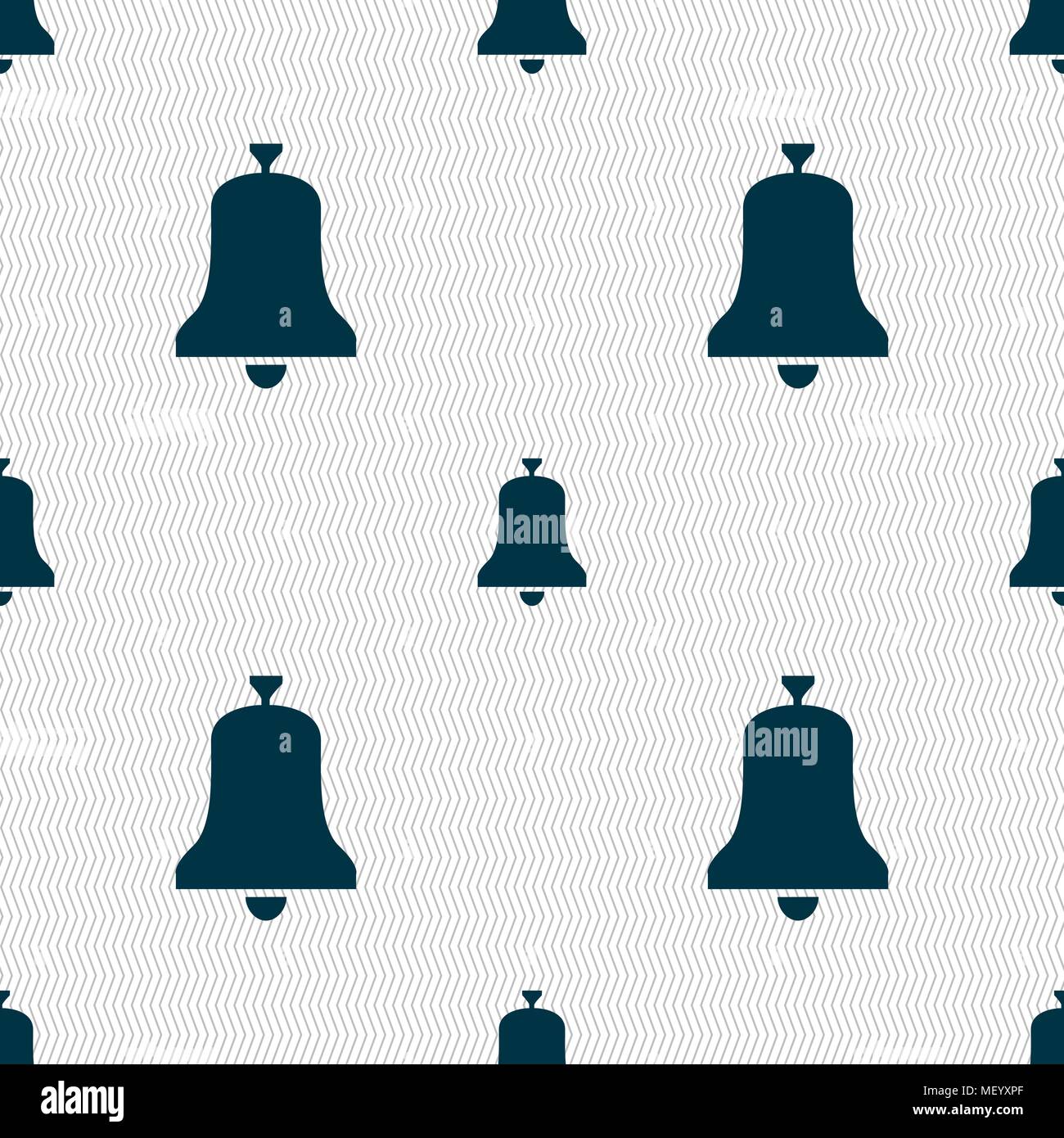Alarm bell icon sign. Seamless pattern with geometric texture. Vector ...