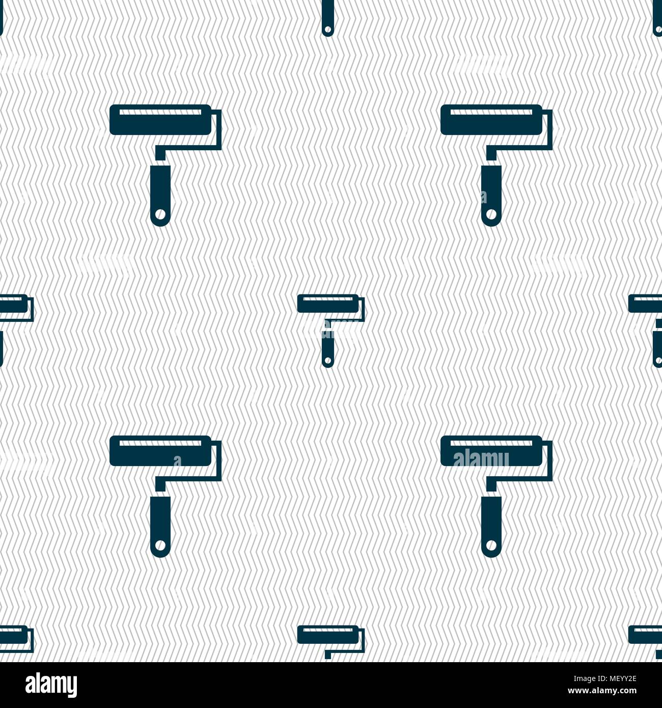 Paint roller icon sign. Seamless pattern with geometric texture. Vector illustration Stock Vector