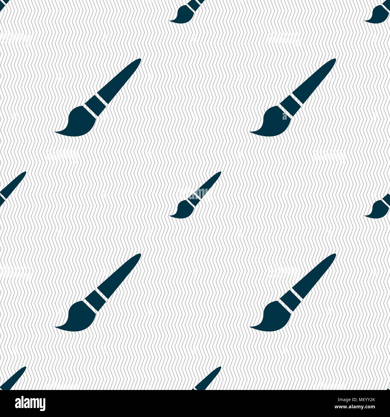 brush icon sign. Seamless pattern with geometric texture. Vector ...